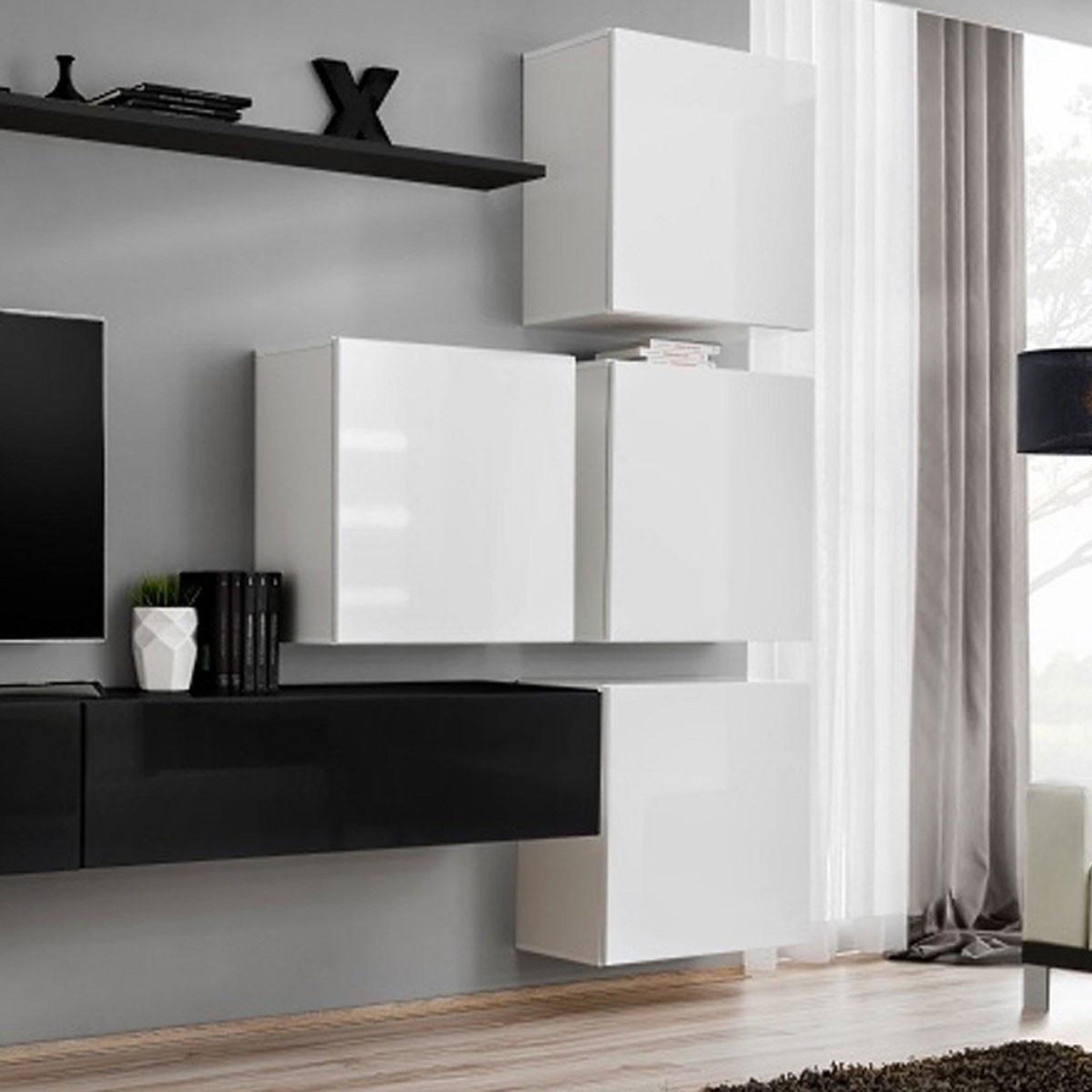 Voir la diapositive 3 : Paris Prix Meuble tv mural design  switch ix  310cm noir & blanc
