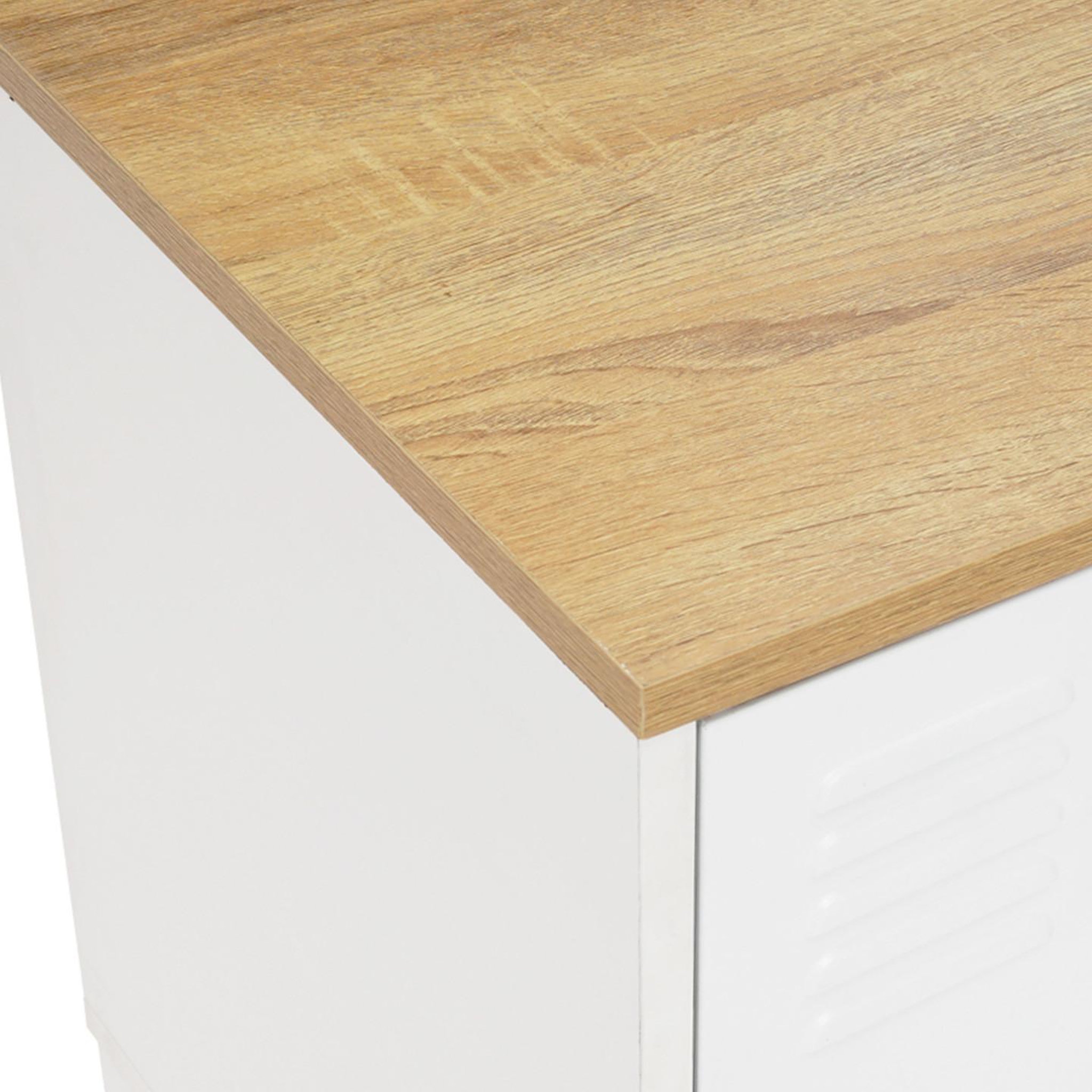 Voir la diapositive 6 : ID MARKET Buffet bas 140 cm ester 4 portes métal blanc plateau bois design industriel