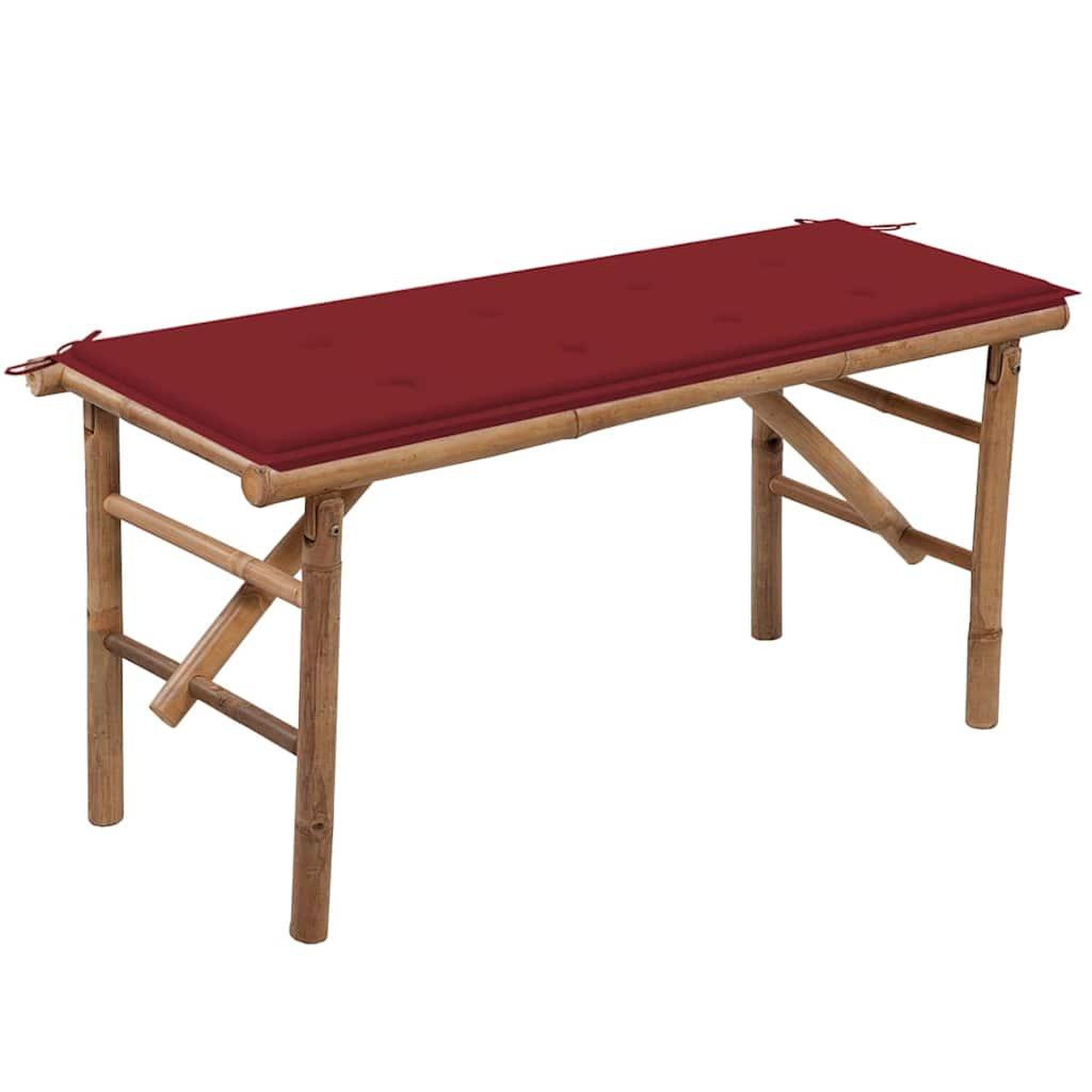 VIDAXL Banc de jardin pliable avec coussin 118 cm Bambou