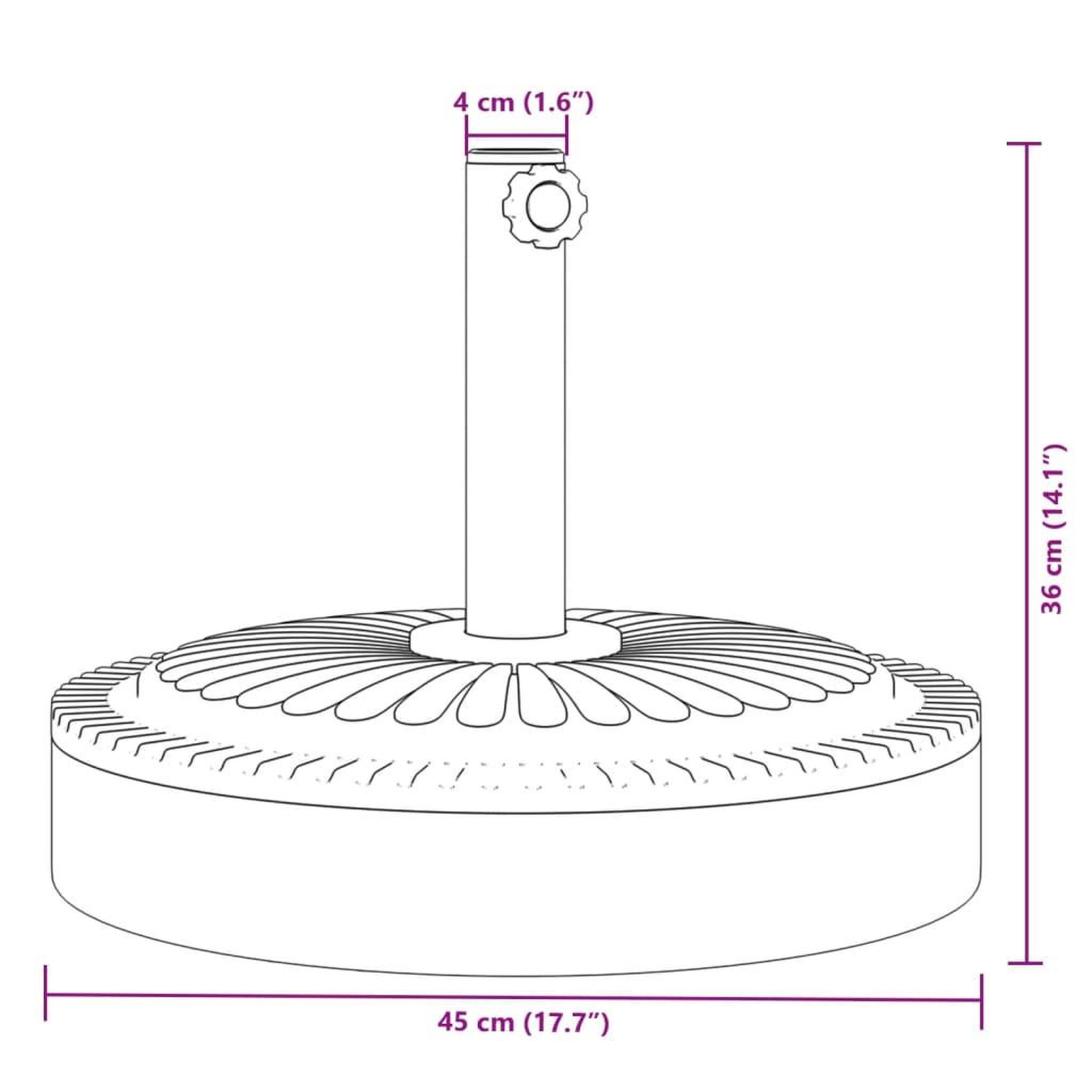 Voir la diapositive 6 : VIDAXL Base de parasol pour mats Ø38 / 48 mm 25 kg rond