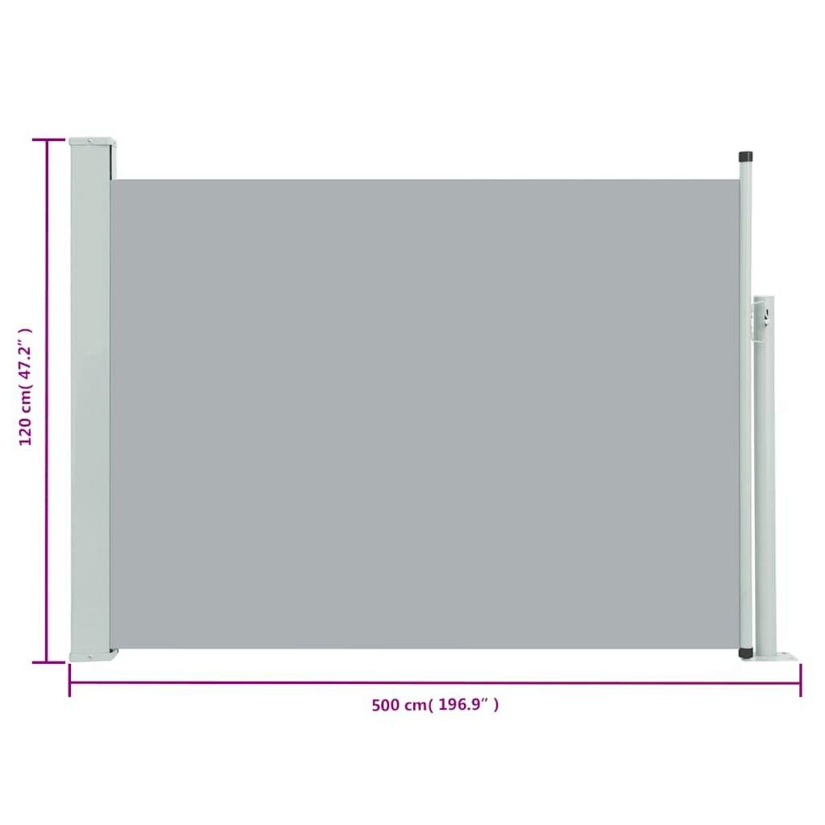 VIDAXL Auvent lateral retractable de patio 120x500 cm Gris