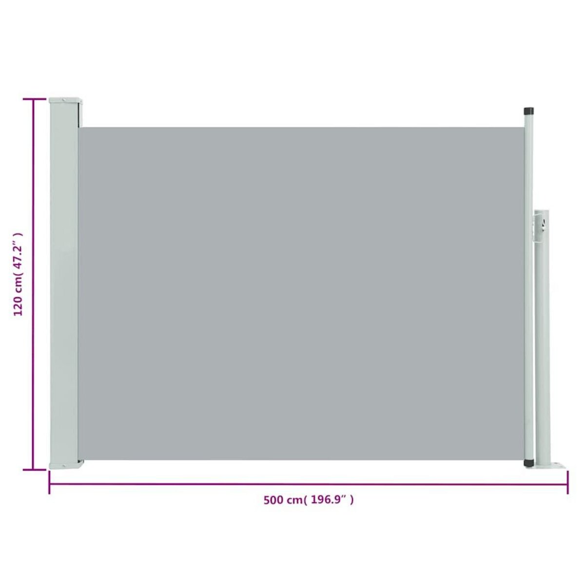 VIDAXL Auvent lateral retractable de patio 120x500 cm Gris