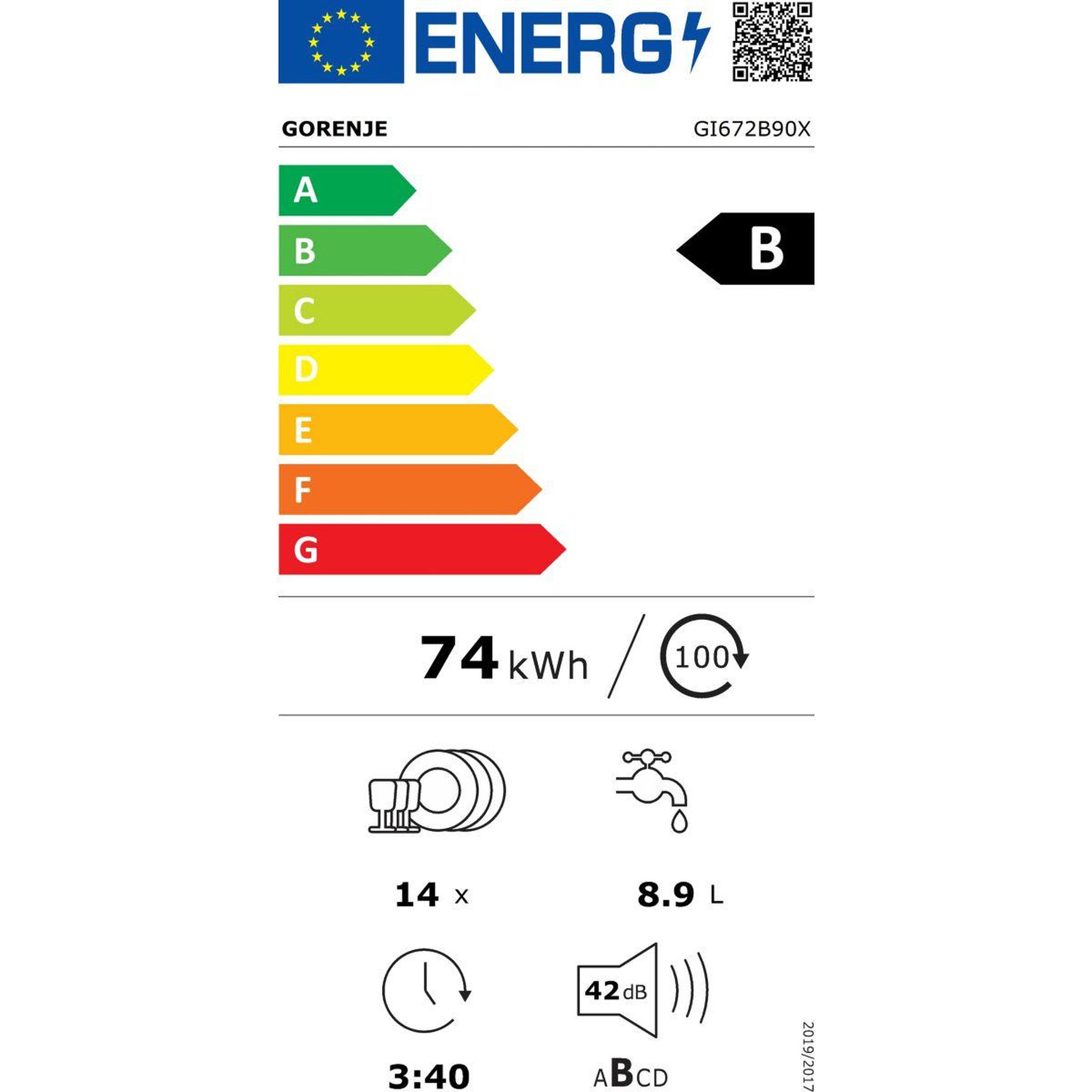 Voir la diapositive 6 : GORENJE Lave vaisselle encastrable gi672b90x