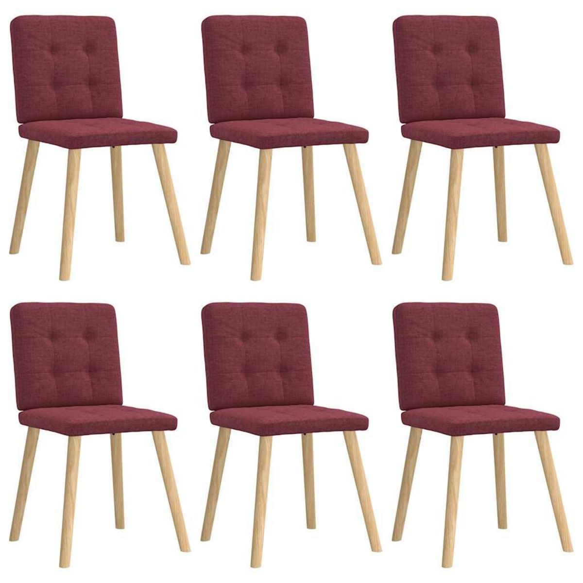 VIDAXL Chaises a manger lot de 6 rouge bordeaux tissu