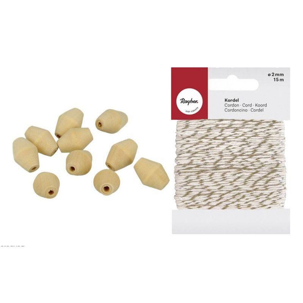 Perles bois assortiment blanches 10 MM - Perles pour bijoux