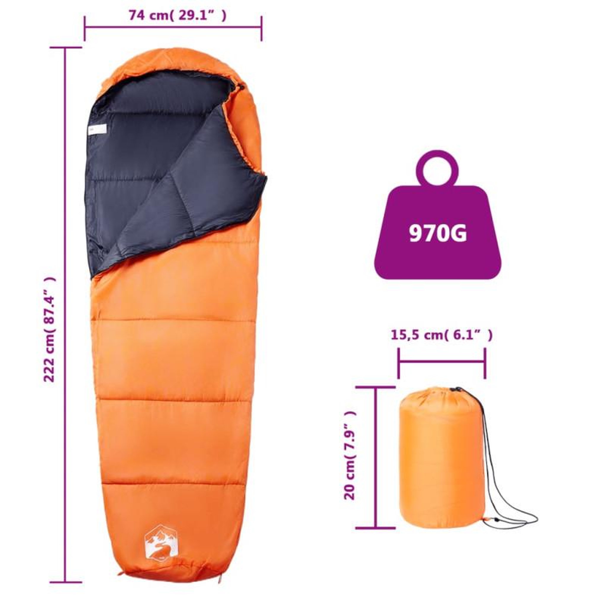 Voir la diapositive 5 : VIDAXL Sac de couchage momie pour adultes camping 3 saisons