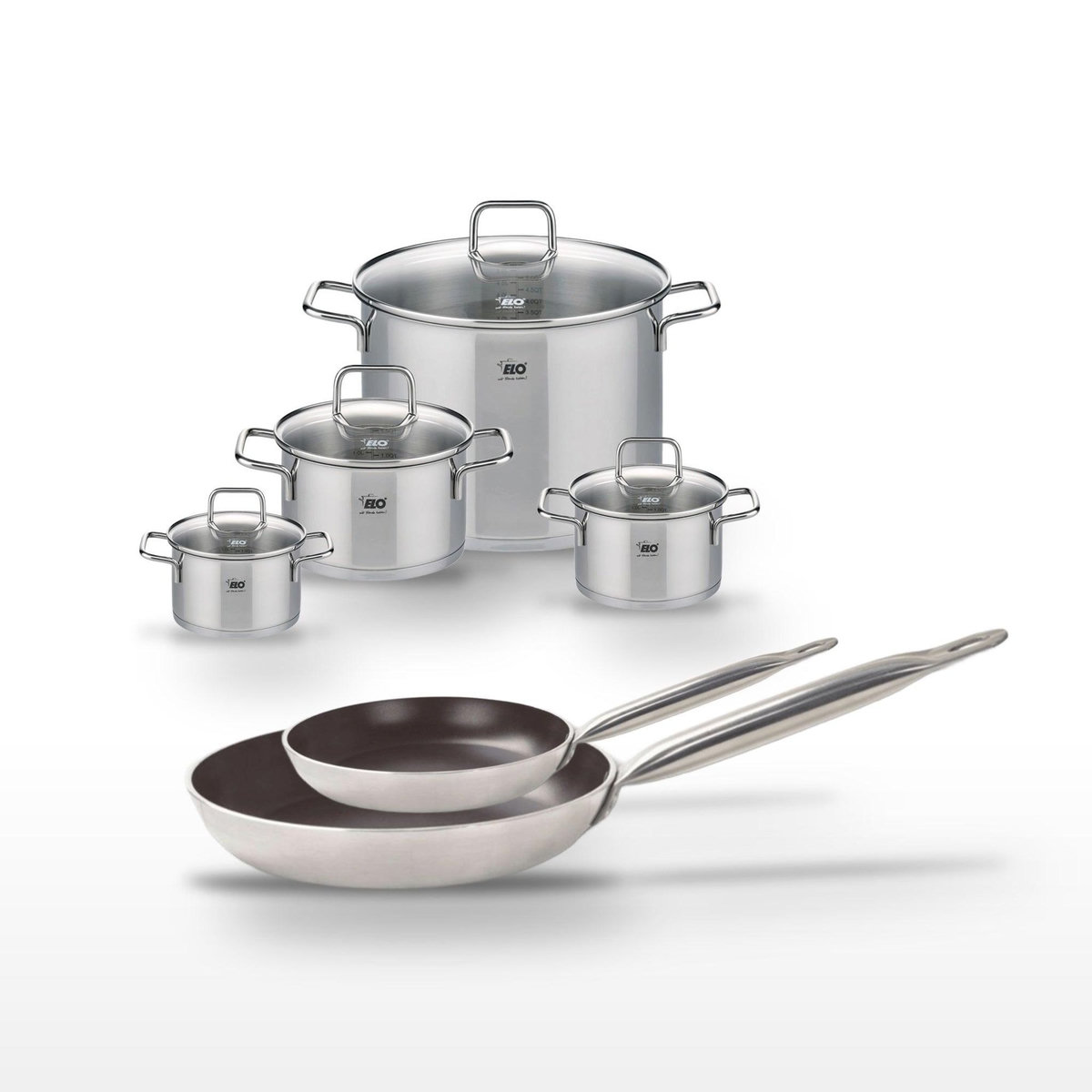 ELO Lot Poêles 24/32 cm & Faitouts 14/16/20/26 cm Elo Bistro Line