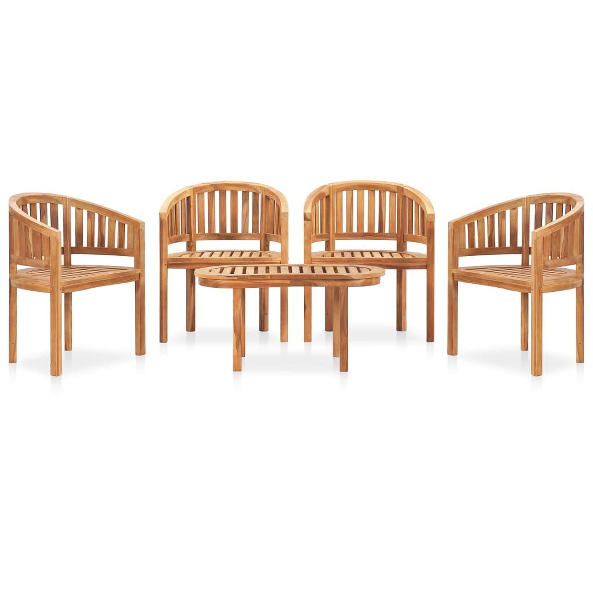 VIDAXL Salon de jardin 5 pcs en forme de banane Bois de teck solide