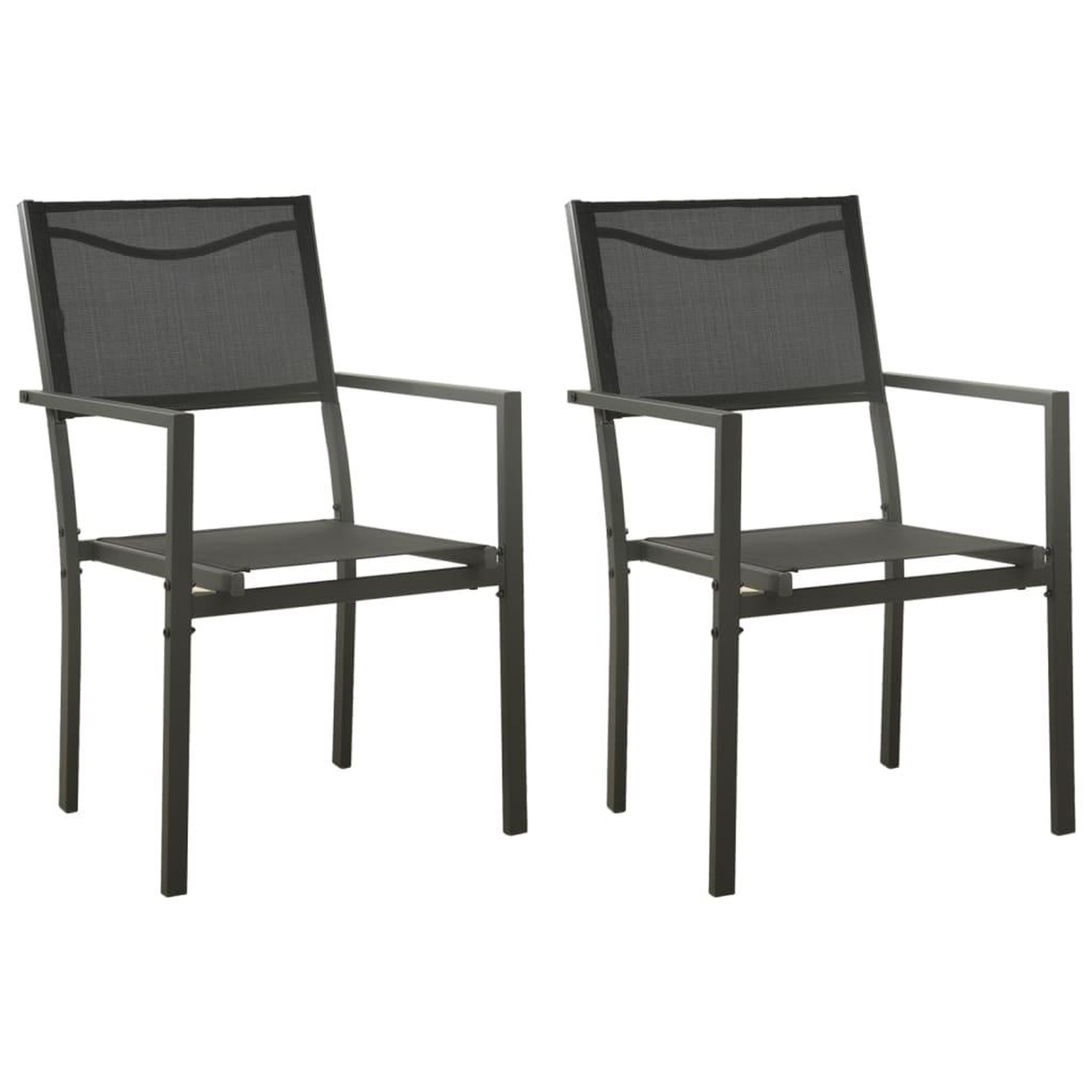 Voir la diapositive 1 : VIDAXL Chaises de jardin lot de 2 Textilene et acier Noir anthracite