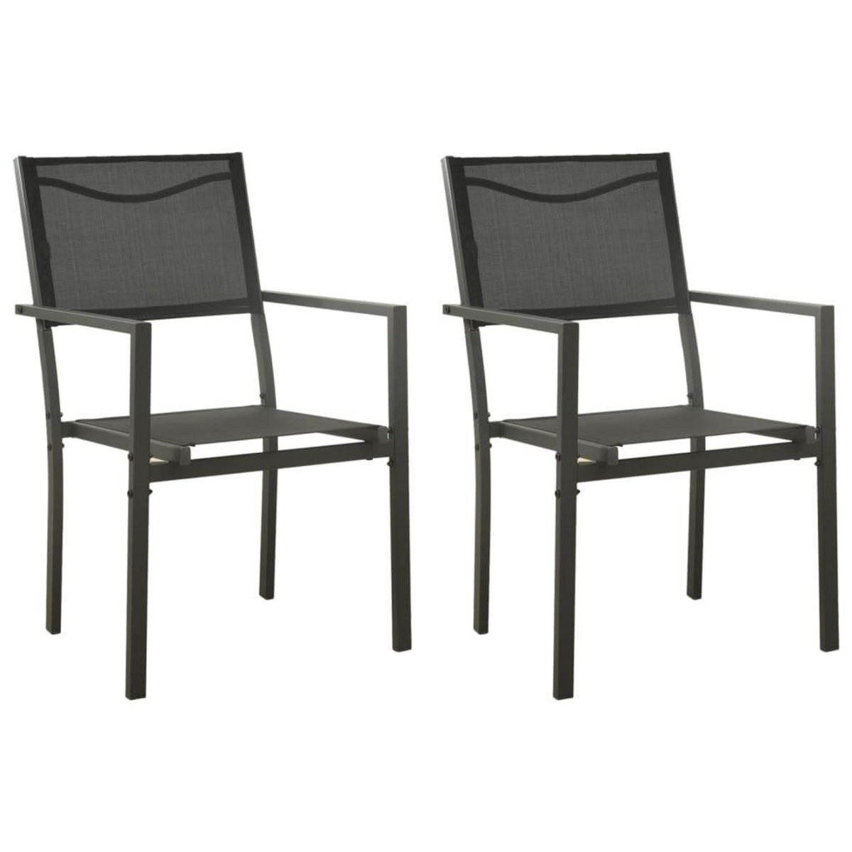 VIDAXL Chaises de jardin lot de 2 Textilene et acier Noir anthracite