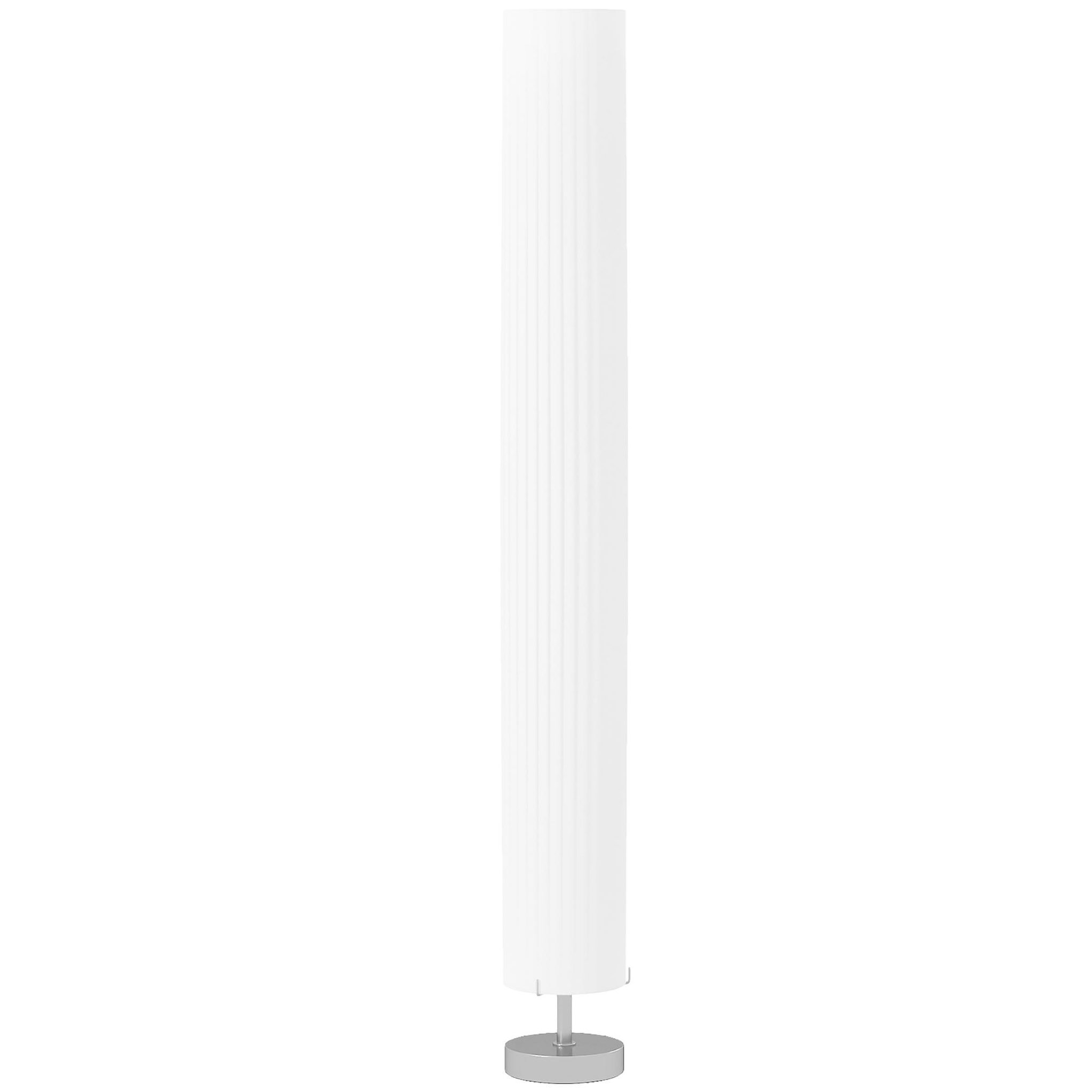 HOMCOM Lampadaire colonne sur pied design H.120 cm acier inox tissu blanc