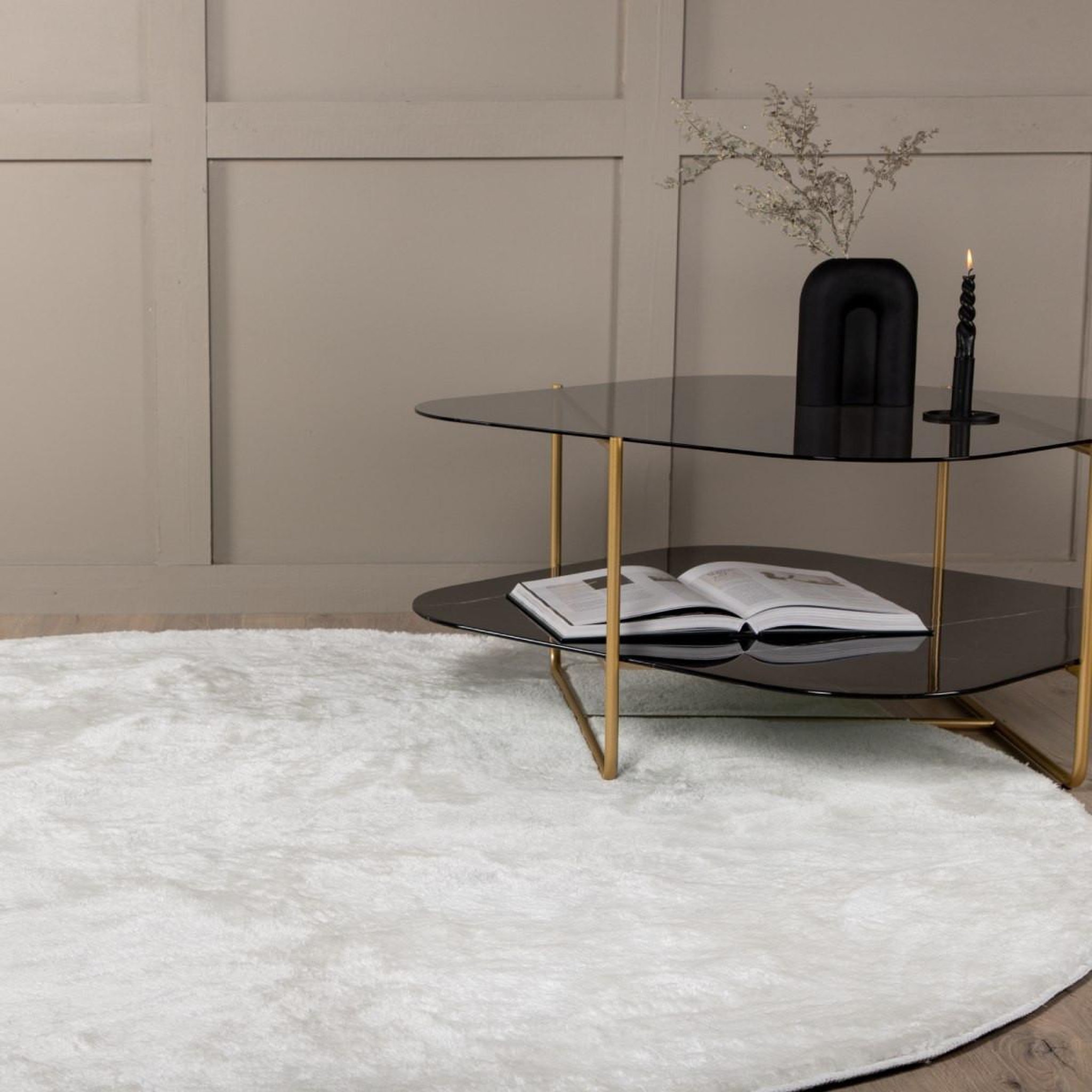 Voir la diapositive 3 : Paris Prix Tapis rond uni  blanca  200cm blanc