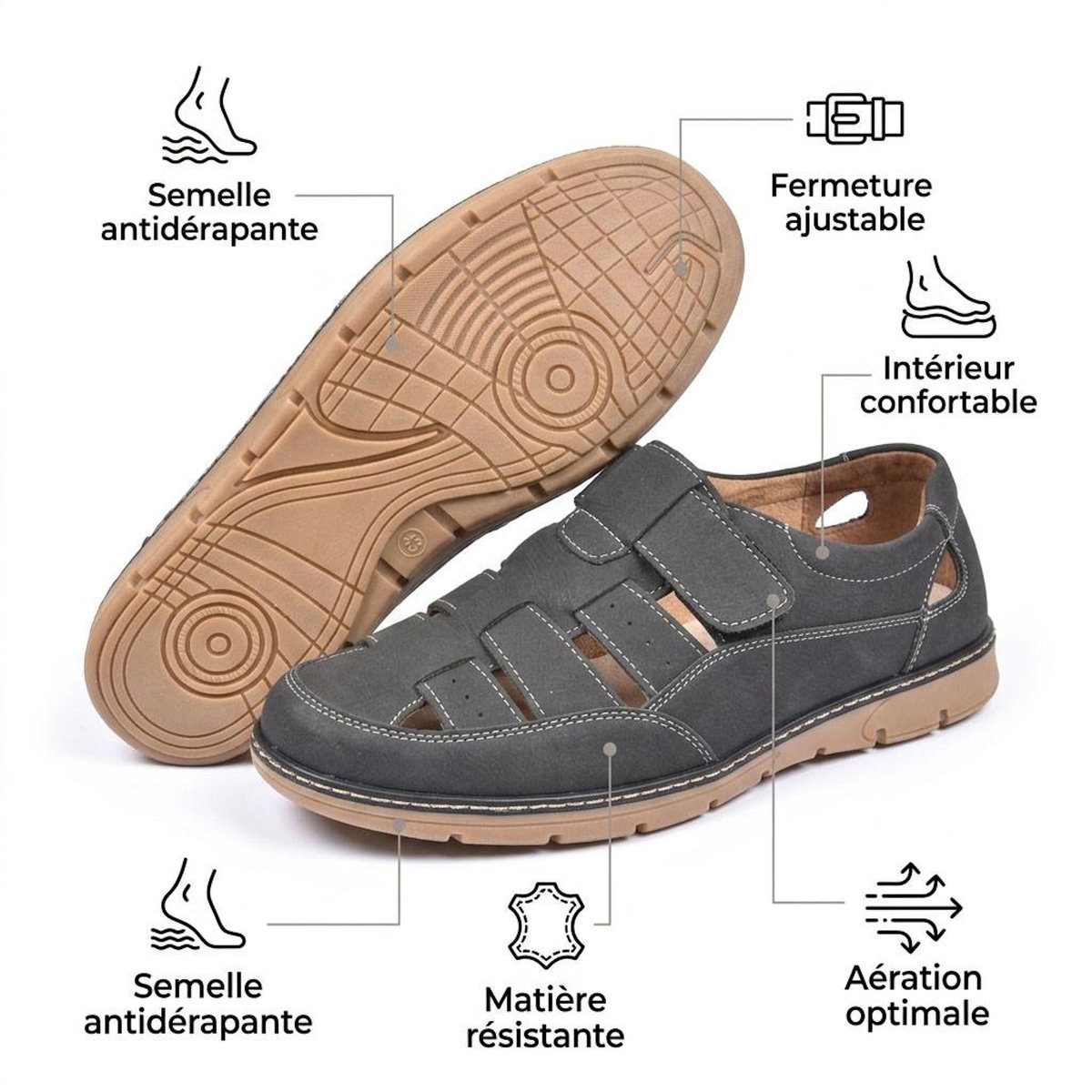 OZABI OZABI Sandales fermees homme confort ete aerées