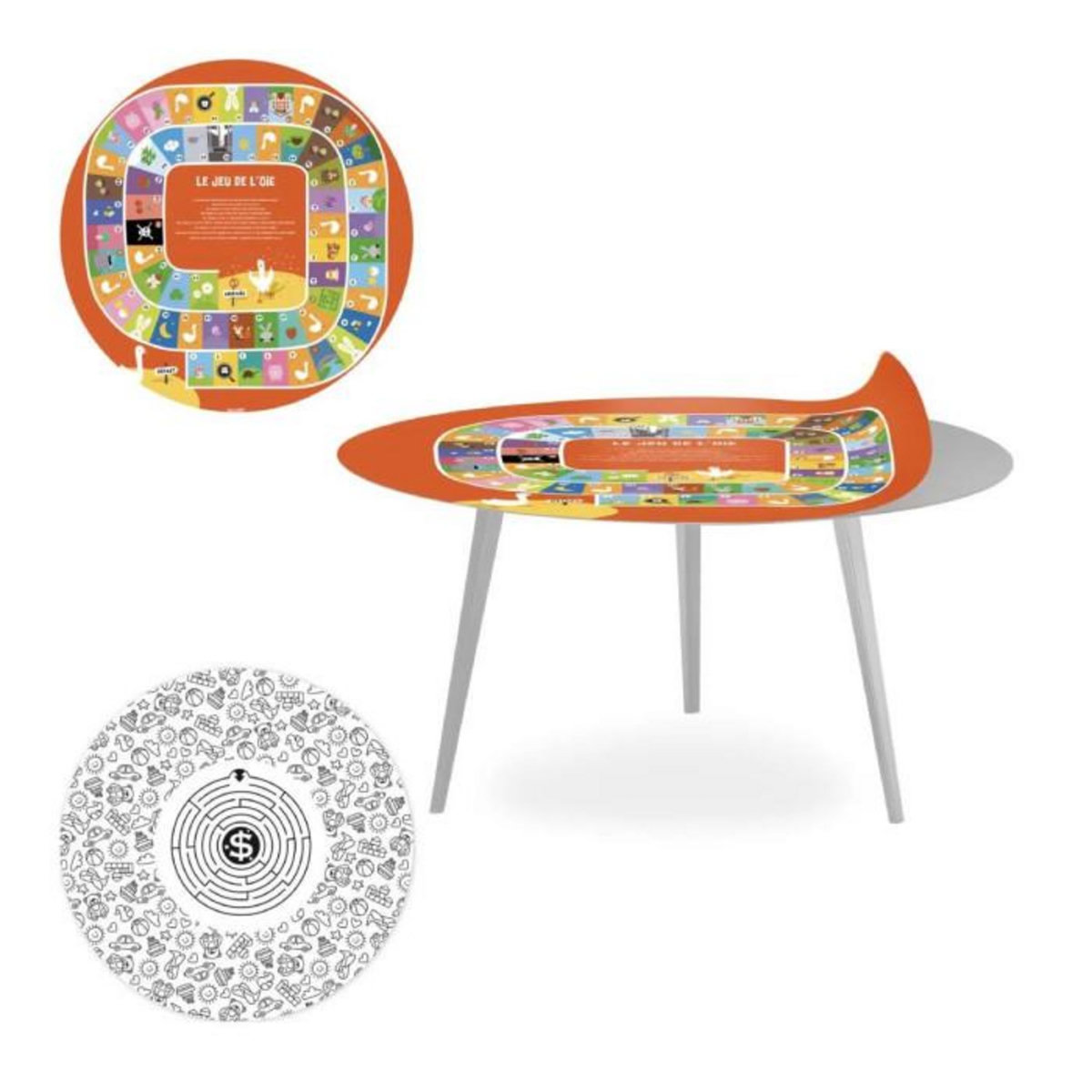 Paris Prix Table Basse 2 Covers  Kid  90cm Argent