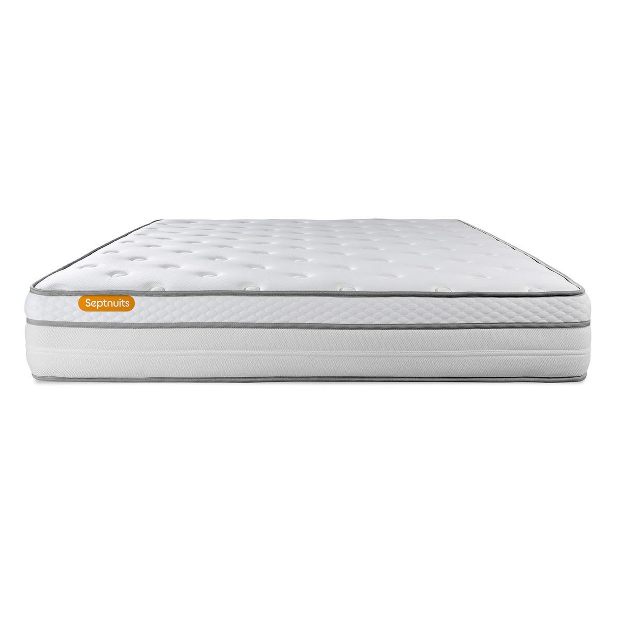 Voir la diapositive 3 : SEPTNUITS Matelas + double sommiers gris Memo Luxe Ressorts ensachés + mémoire de forme 5 zones de confort MAXI épaisseur