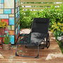 Voir la diapositive 2 : OUTSUNNY Bain de soleil transat pliable inclinable avec poignée, plateau et pochette rangement acier oxford noir