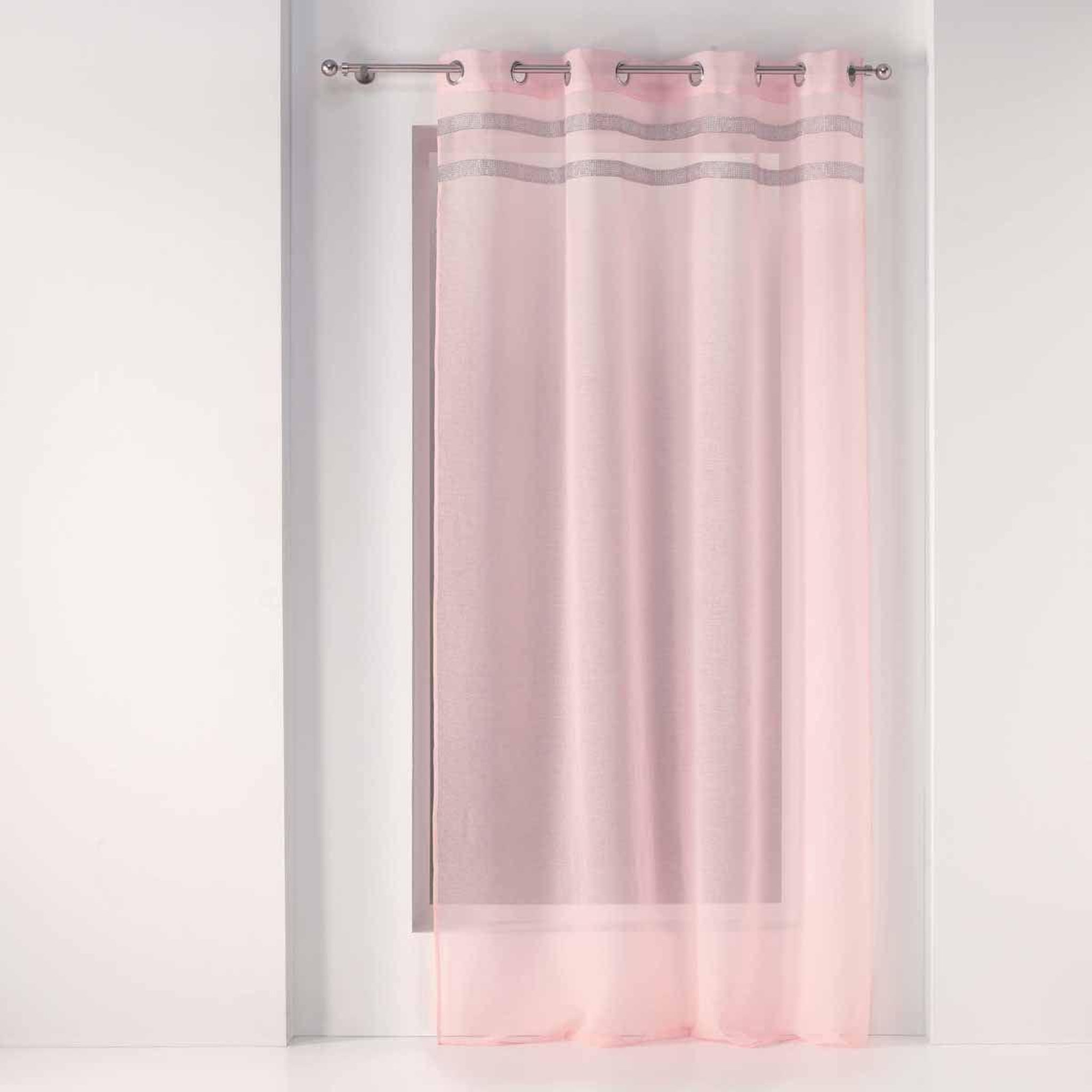 Douceur d'Intérieur Rideau voilage à œillets  satinela  140x240cm rose