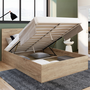 Voir la diapositive 2 : ID MARKET Lit coffre double SEASIDE avec tête de lit et sommier 140x190 cm façon hêtre