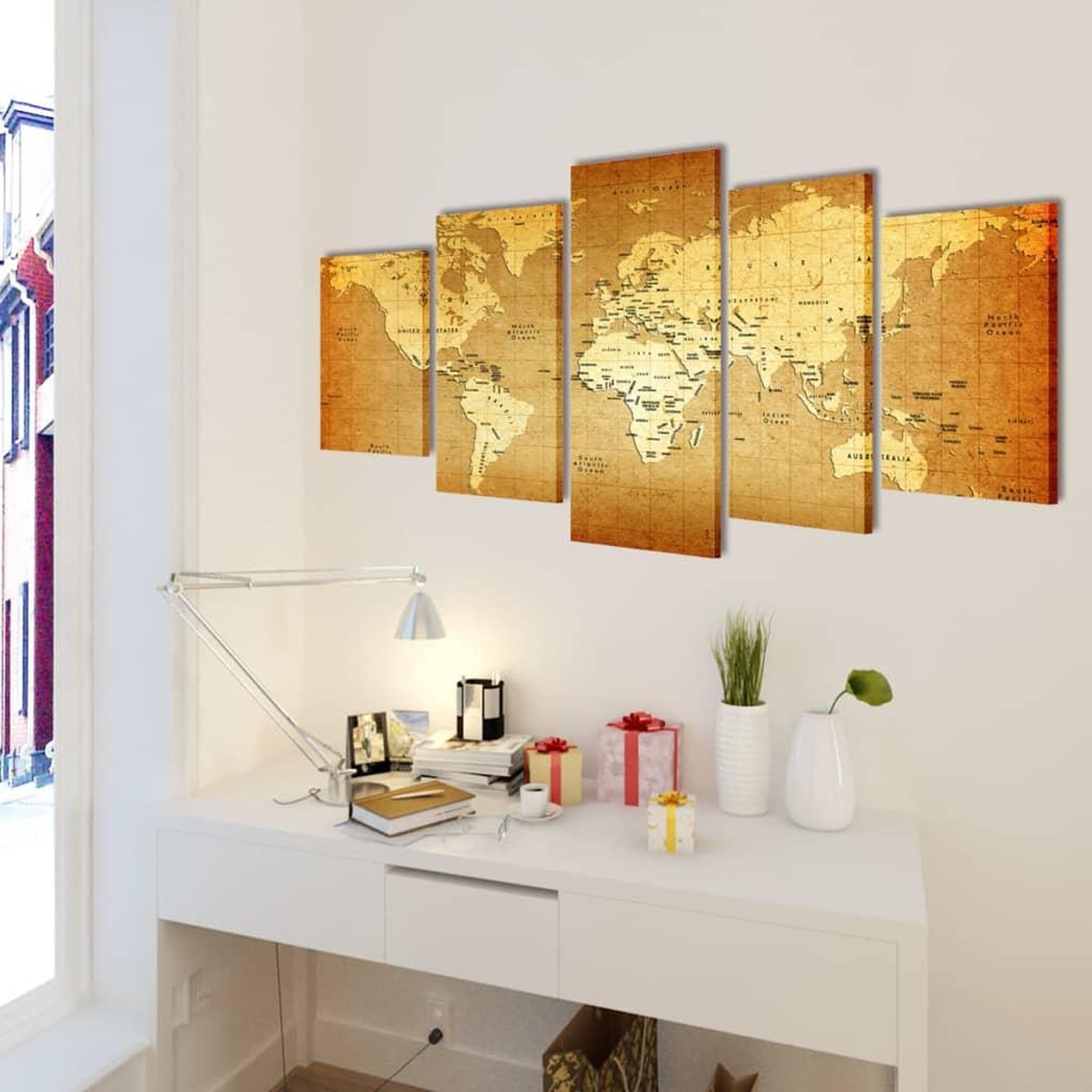Voir la diapositive 2 : VIDAXL Set de toiles murales imprimees  Carte du monde  200 x 100 cm