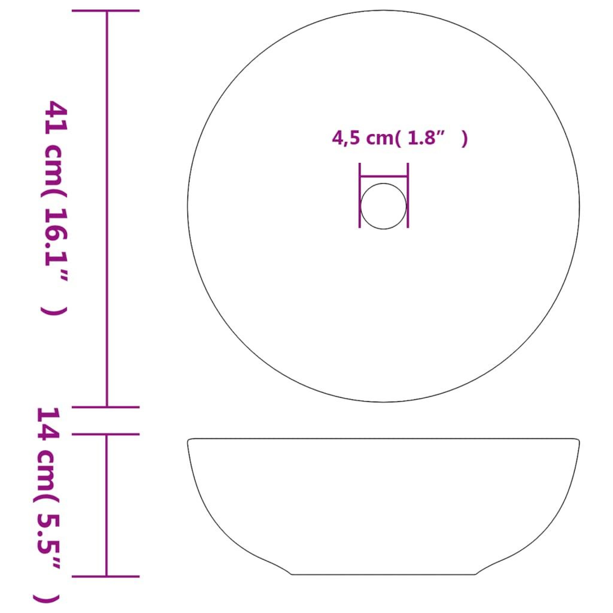 Voir la diapositive 6 : VIDAXL Vasque a poser noir rond Φ41x14 cm ceramique