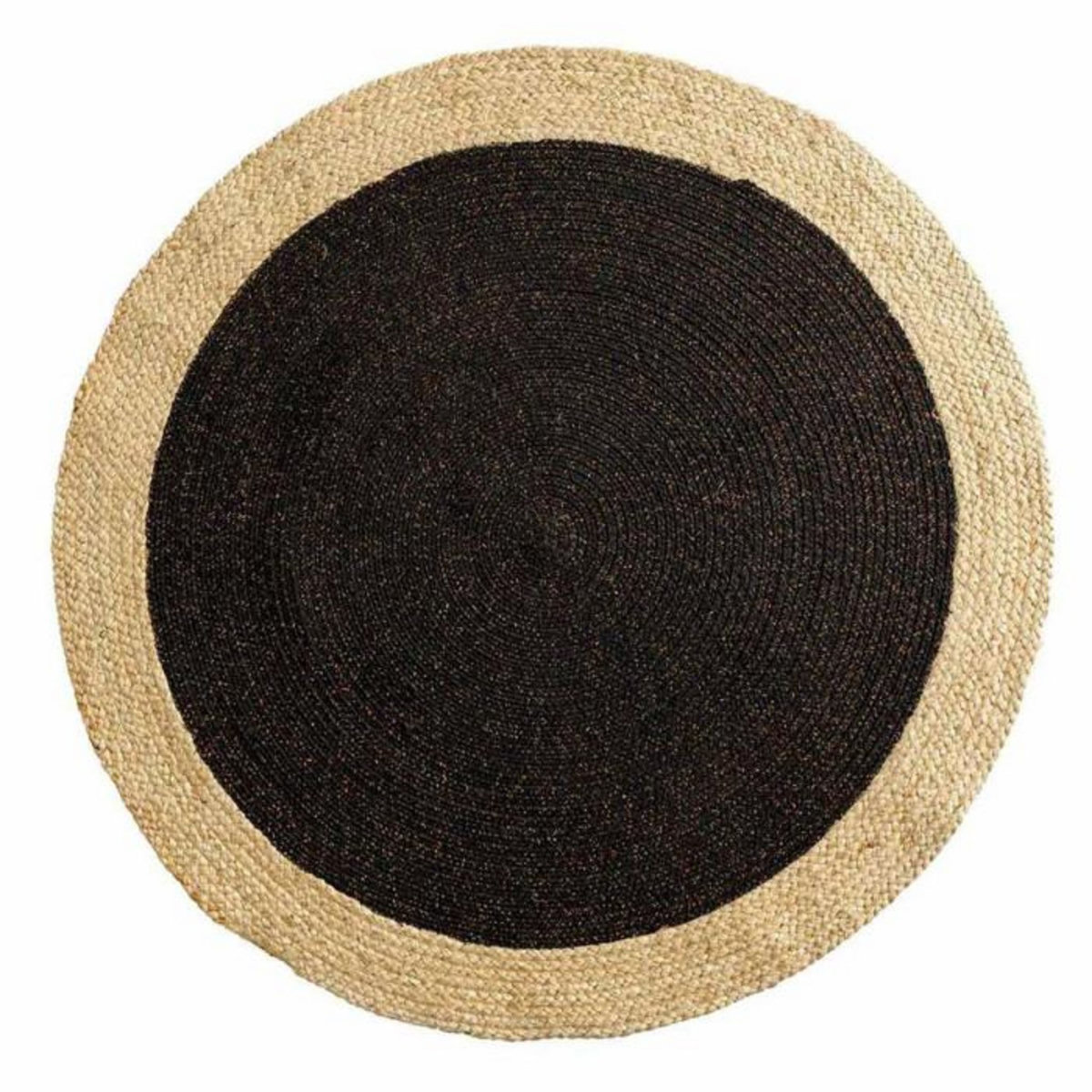 Paris Prix Tapis Déco Rond en Jute  Mario  120cm Noir & Or