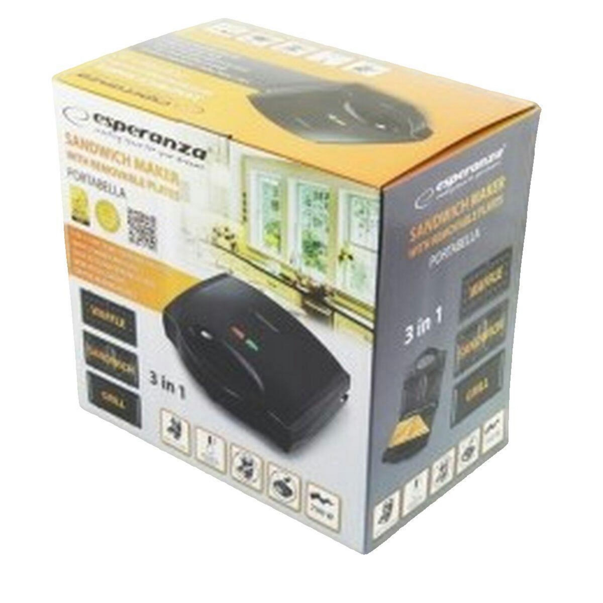 ESPERANZA Appareil à croque-monsieur Esperanza avec plaques amovibles antiadhésives