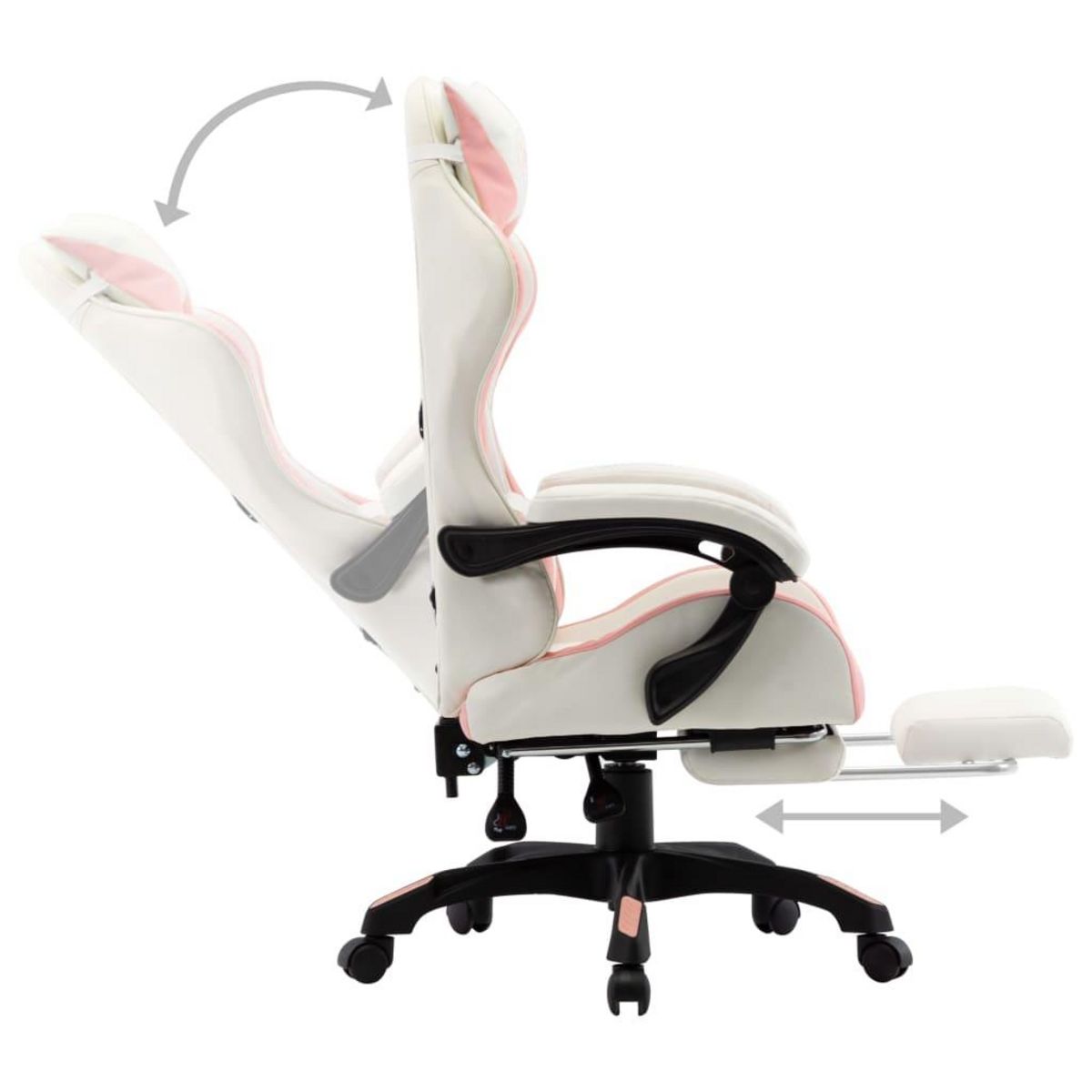 VIDAXL Fauteuil de jeux video et repose-pied Rose et blanc Similicuir