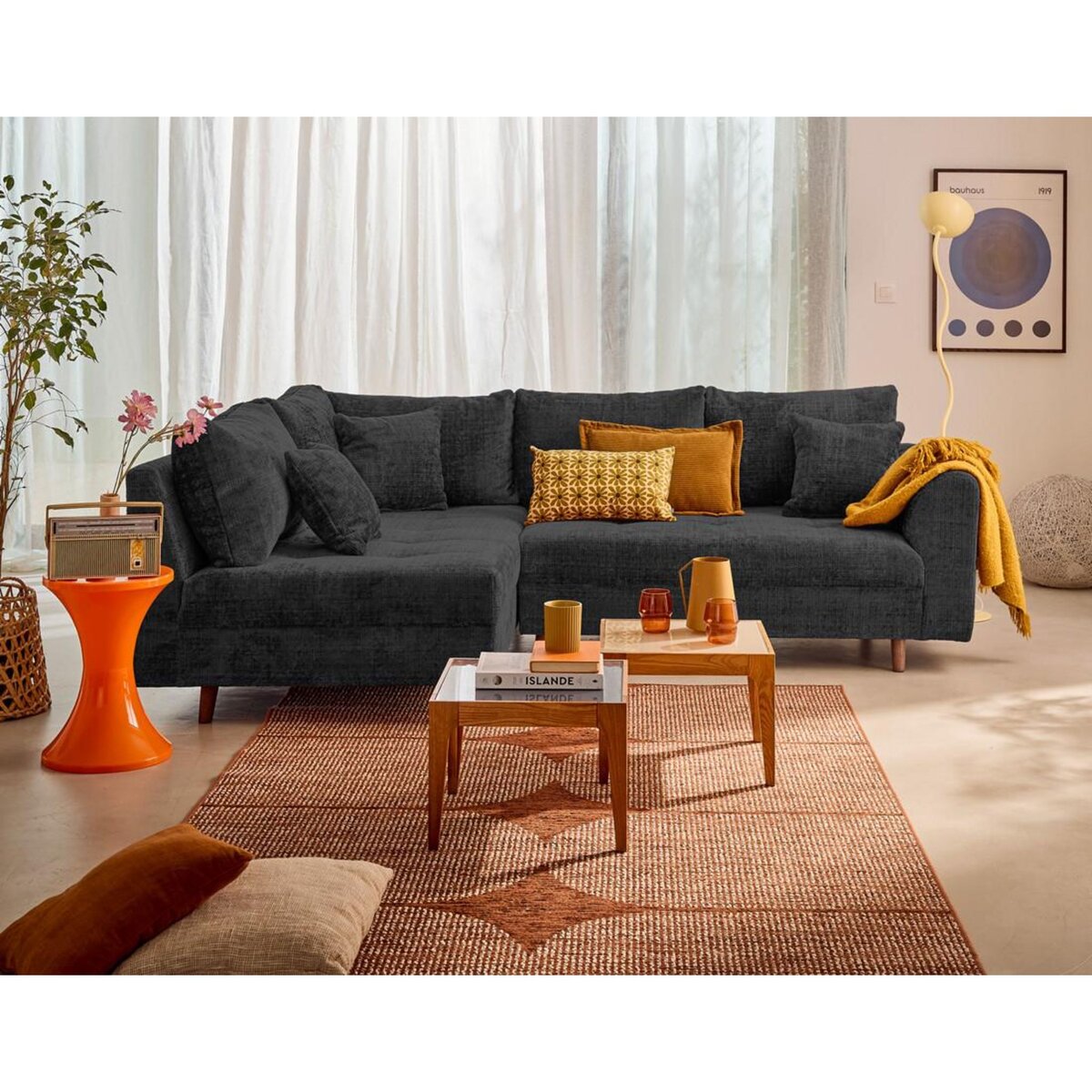 LISA DESIGN Rune - canapé d'angle gauche 4 places en velours texturé