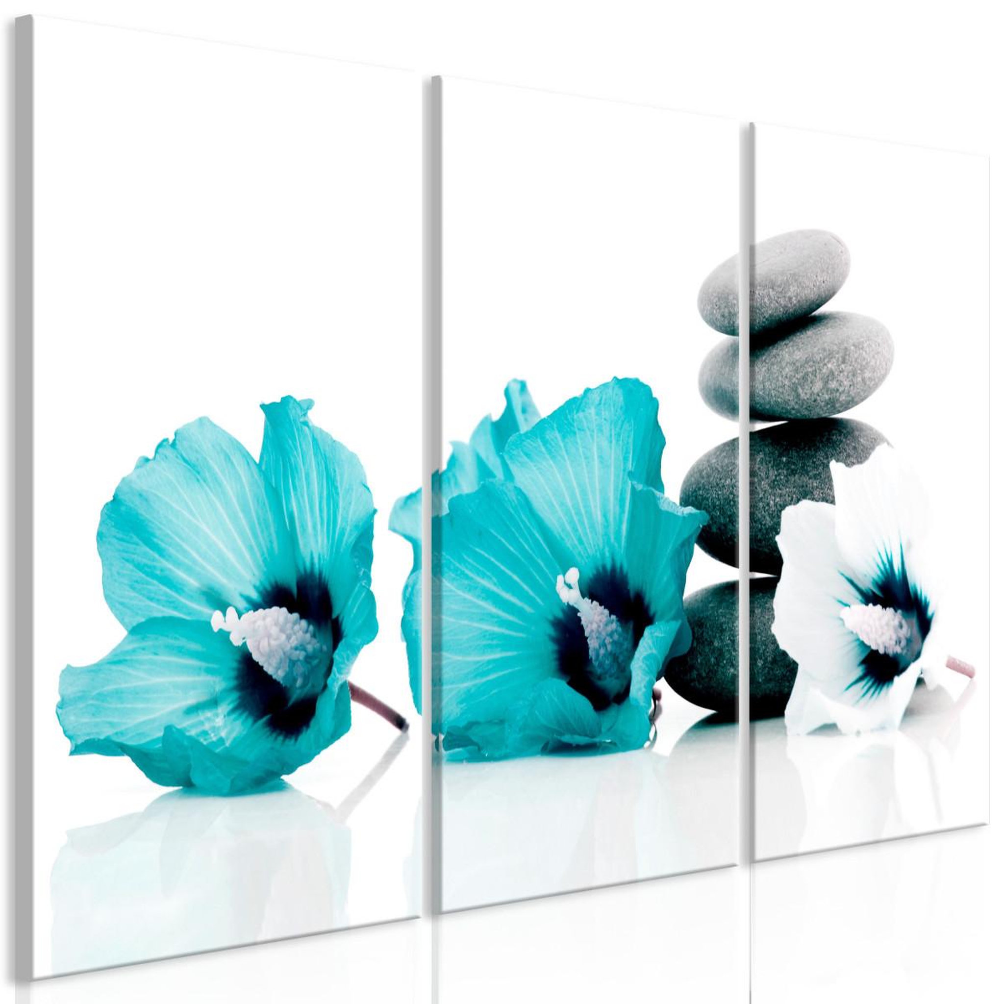 Paris Prix Tableau imprimé 3 panneaux  calm mallow turquoise. Coloris disponibles : Multicolore