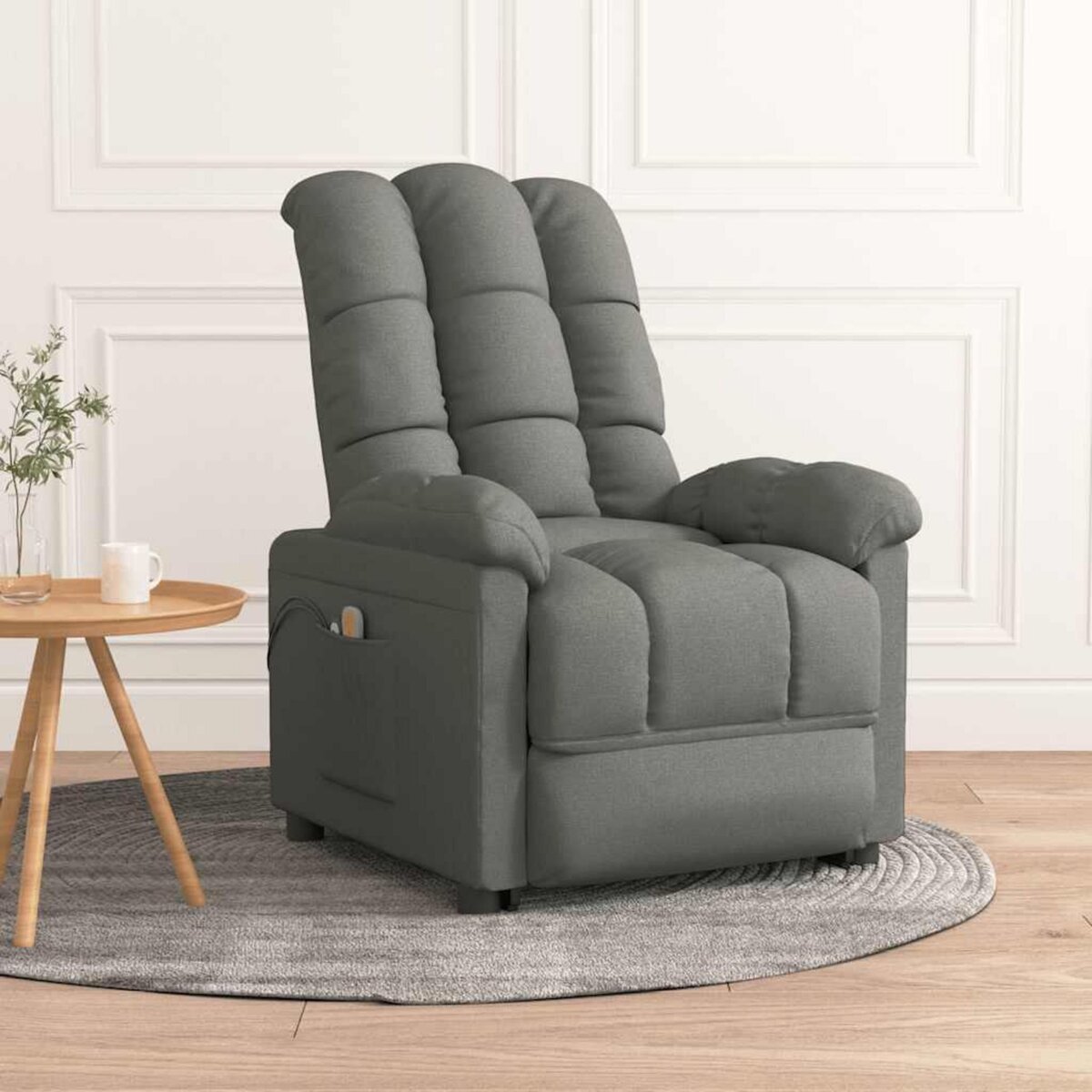 VIDAXL Fauteuil electrique de massage Gris fonce Tissu