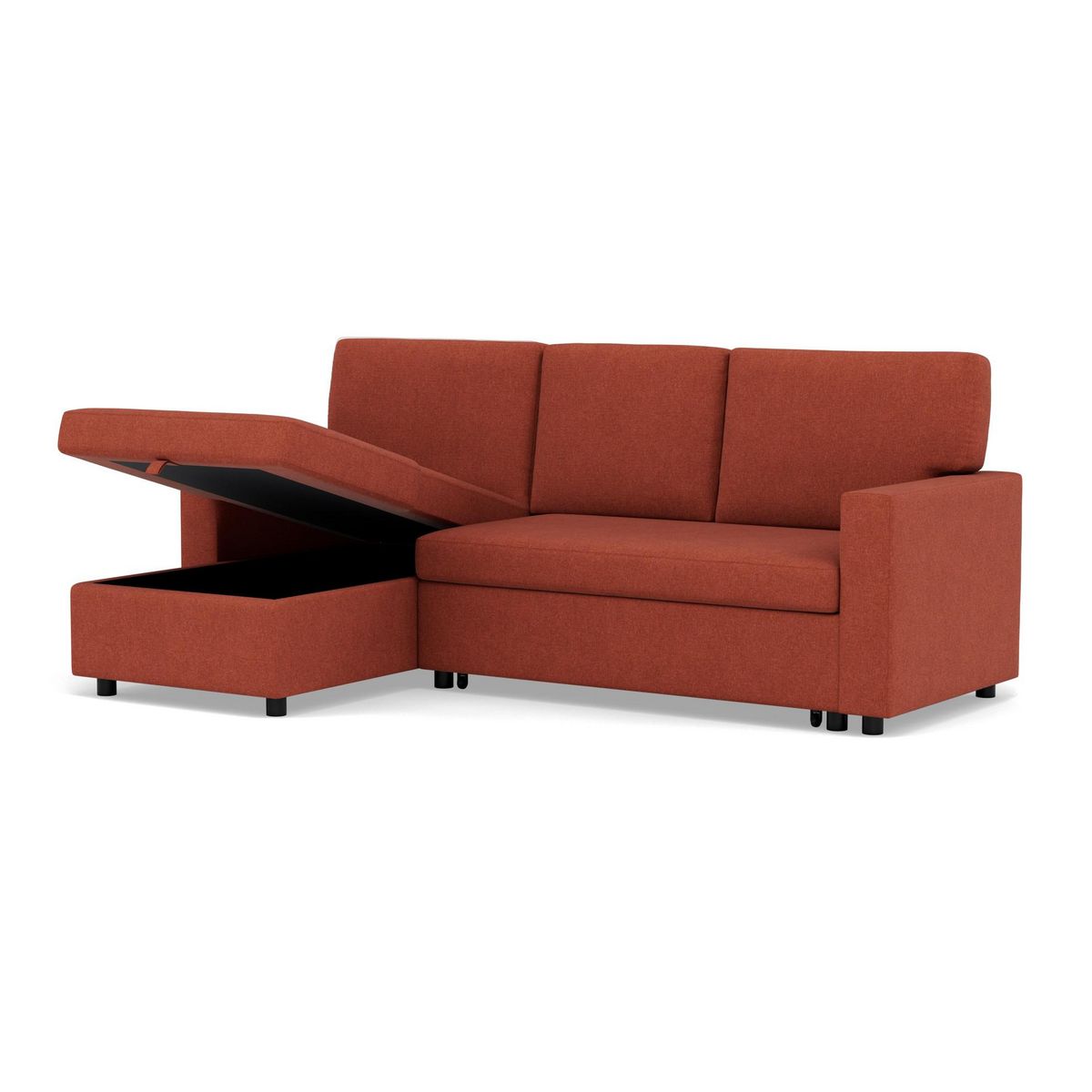 BEST MOBILIER Meiya - canapé d'angle réversible 4 places convertible avec coffre en tissu