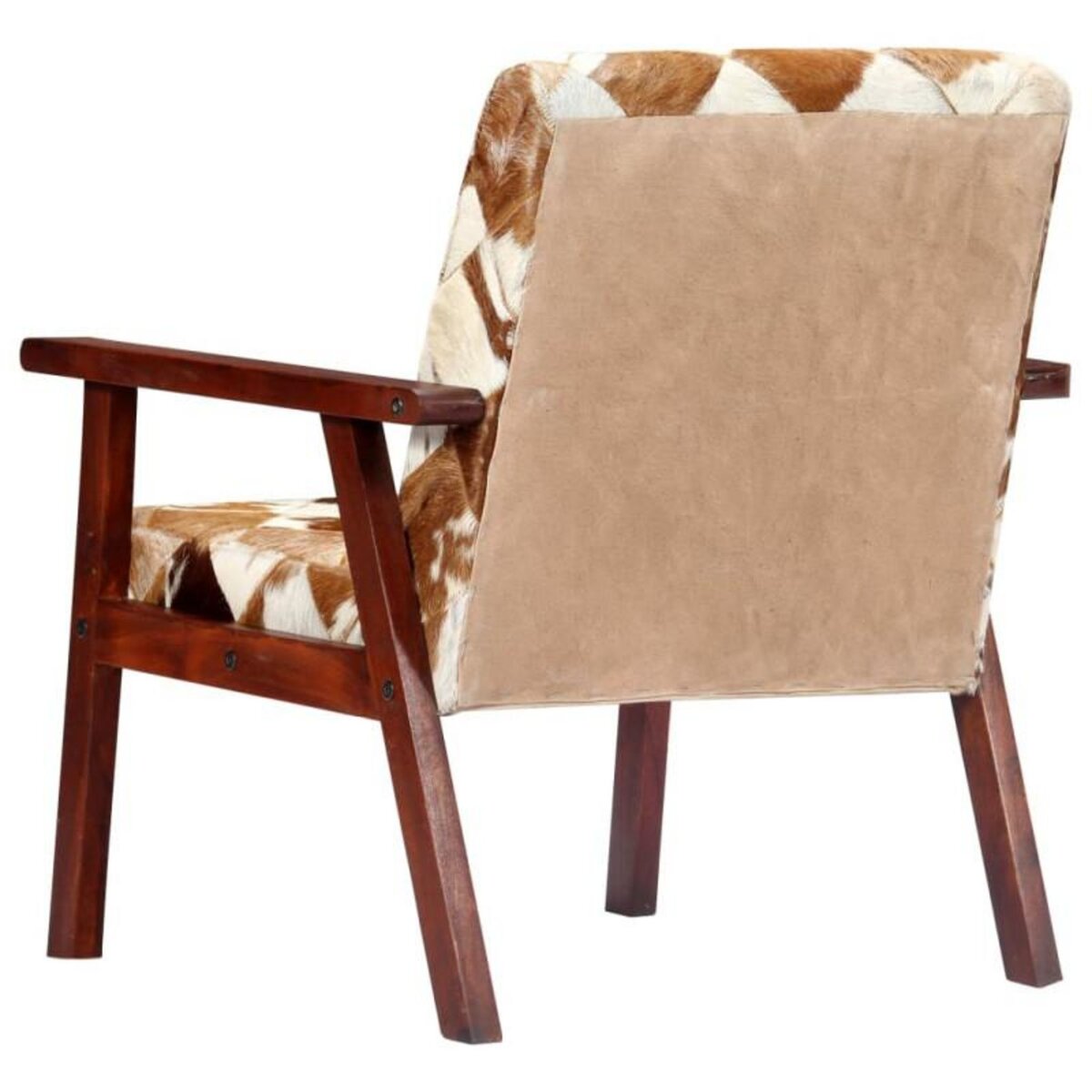 VIDAXL Fauteuil blanc et marron cuir véritable de chèvre