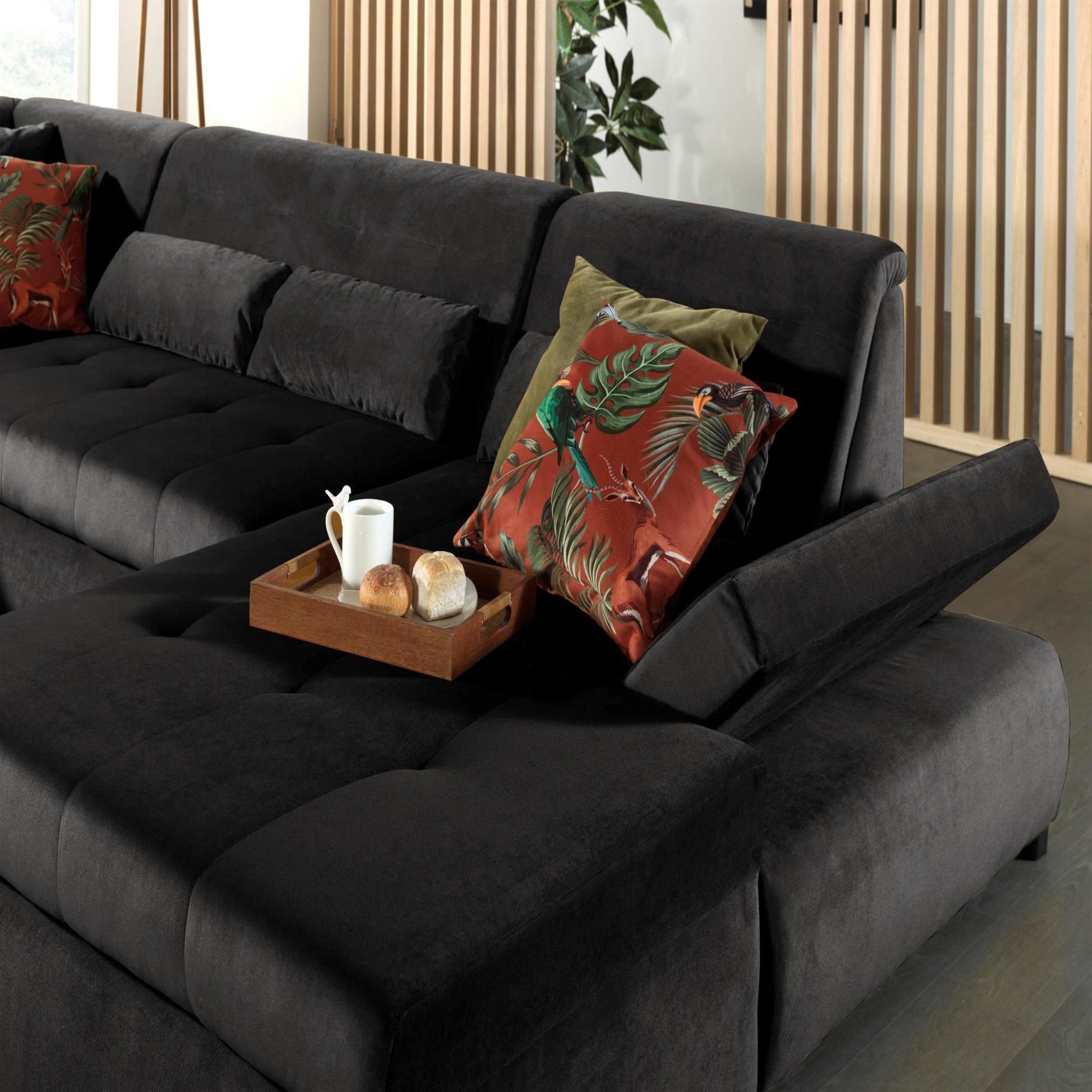 Voir la diapositive 3 : LISA DESIGN Vermont - canapé panoramique d'angle gauche - 7 places - xxl - en velours