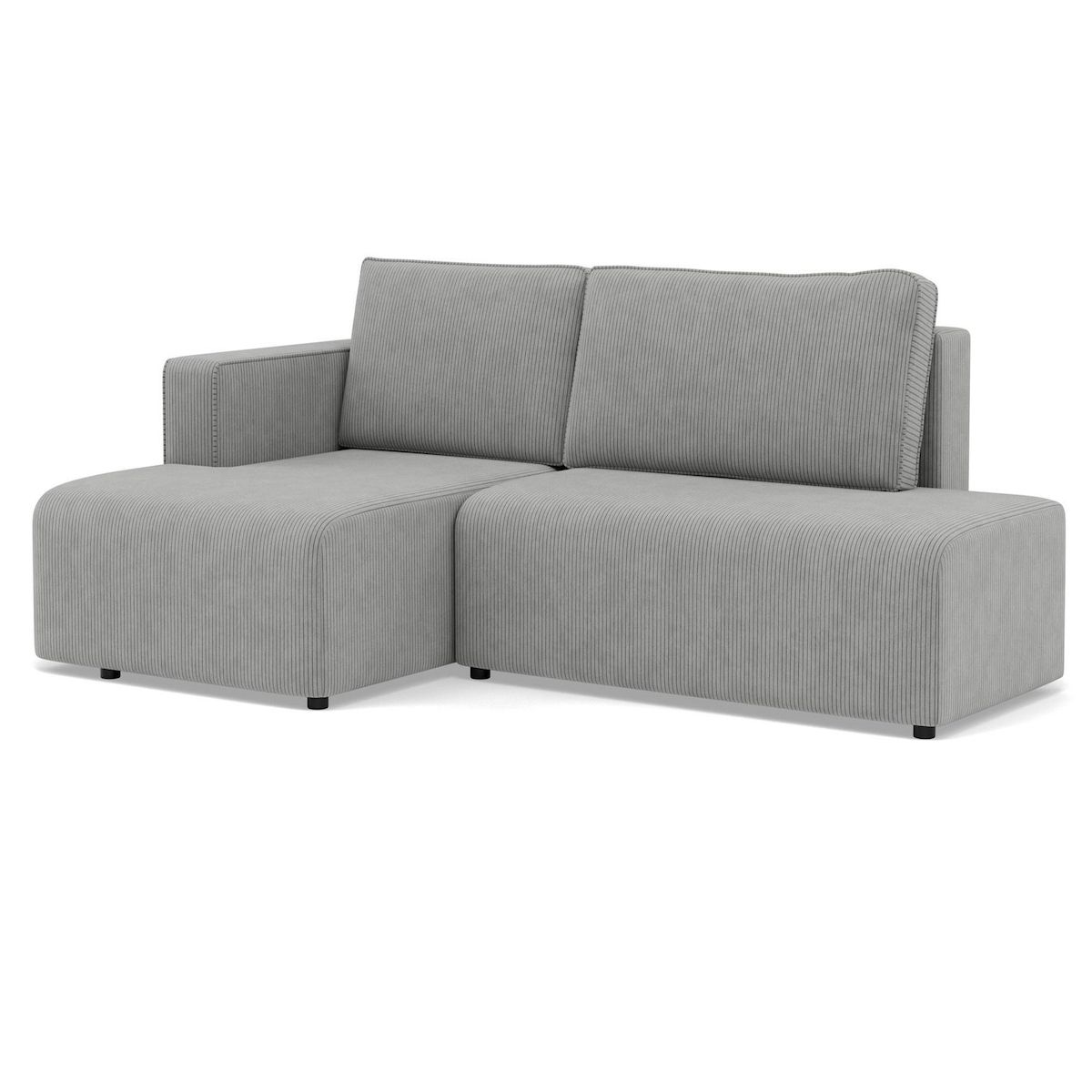 BEST MOBILIER Topaze - canapé d'angle gauche 4 places convertible avec coffre en velours côtelé