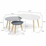 Voir la diapositive 4 : ID MARKET Lot de 3 tables basses gigognes GAIA laquées blanc gris scandinave