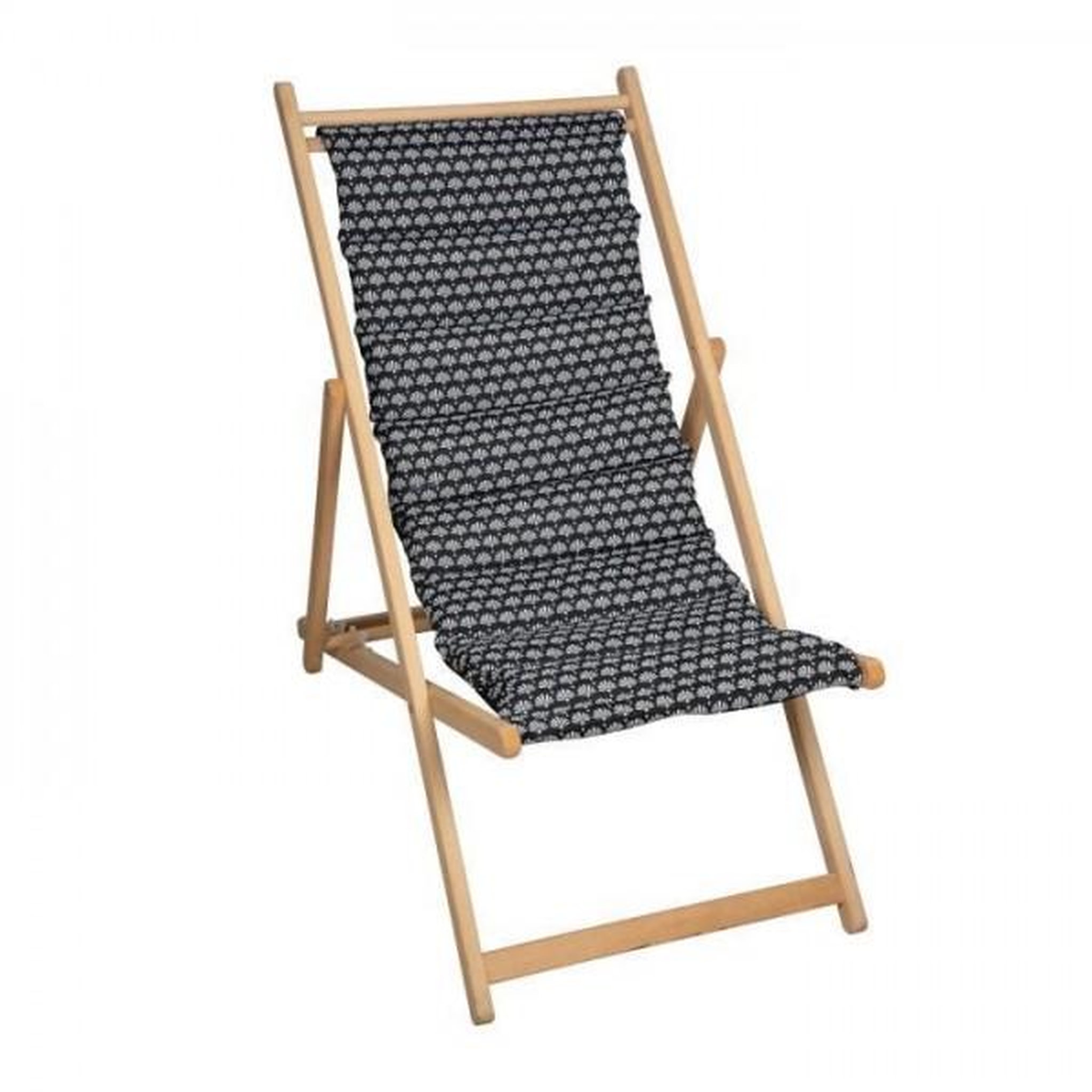 Voir la diapositive 1 : Jardin prive Transat JARDIN PRIVE Chilienne matelassée Helsinki - Toile amovible - Structure en bois massif - Noir et blanc