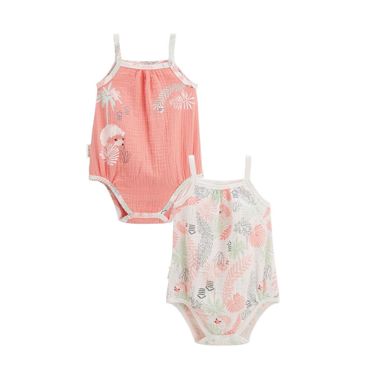 Petit Béguin Lot de 2 bodies bébé à bretelles Cilaos
