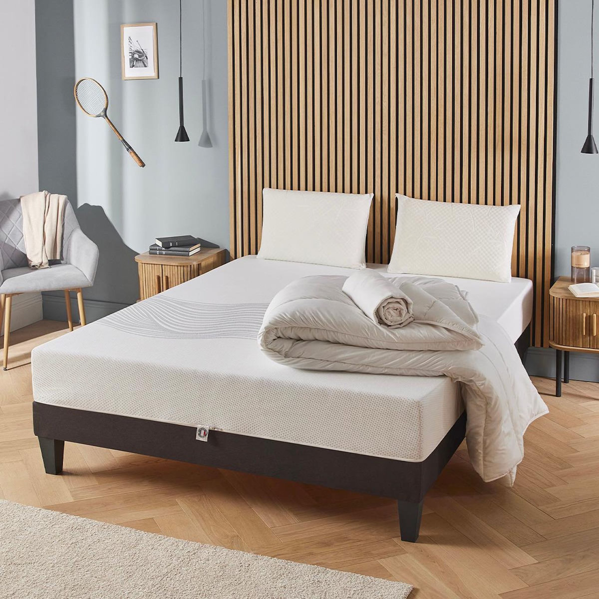 OLYMPE LITERIE OLYMPE LITERIE | Pack Prêt à dormir SENSITIVE | Matelas Mémoire de forme + Sommier + Accessoires