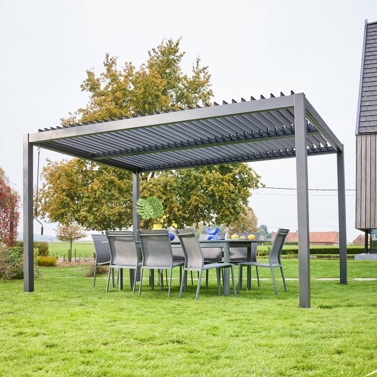 SWEEEK Pergola bioclimatique aluminium et acier lames orientables 4x3m Palace