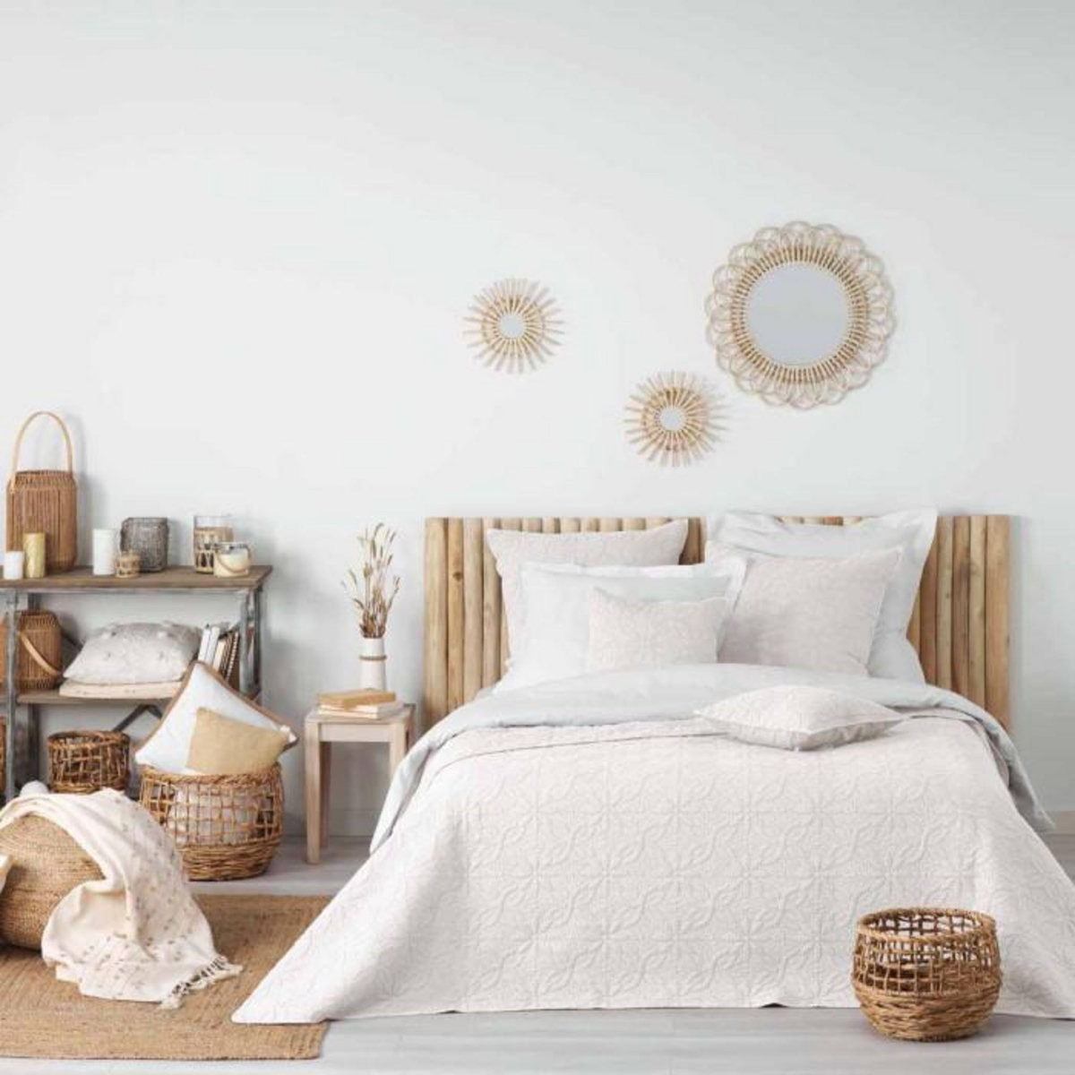 Paris Prix Housse de Coussin  Florette  60x60cm Blanc