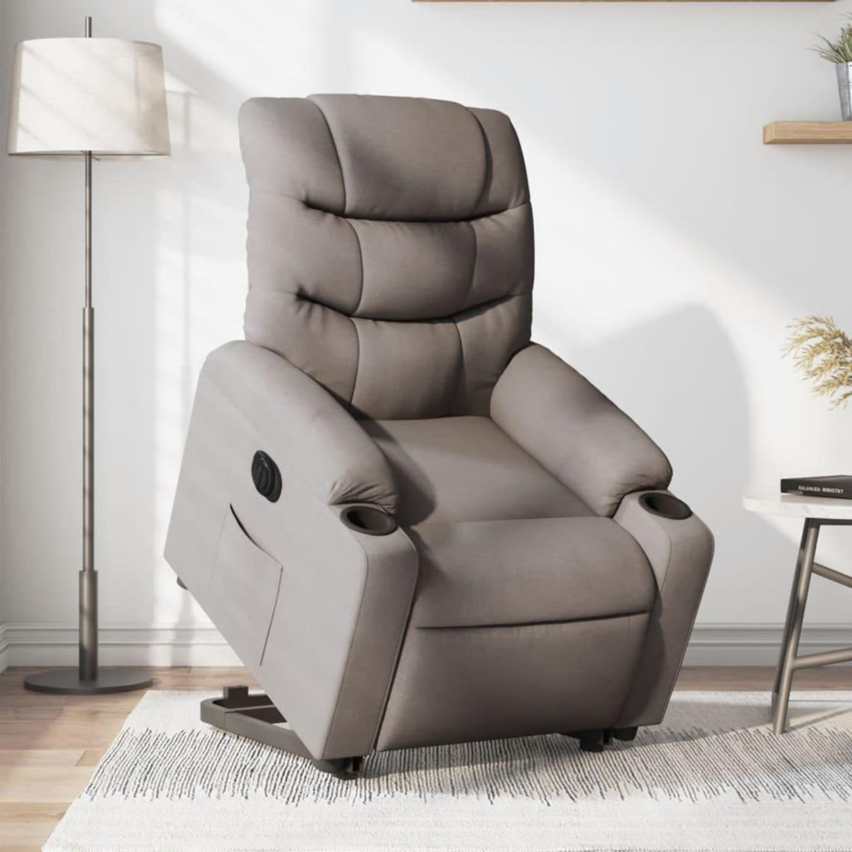 VIDAXL Fauteuil inclinable electrique taupe tissu