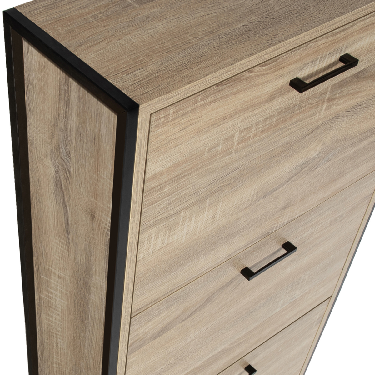 ID MARKET Meuble à chaussures 18 paires LUIS 3 portes design industriel