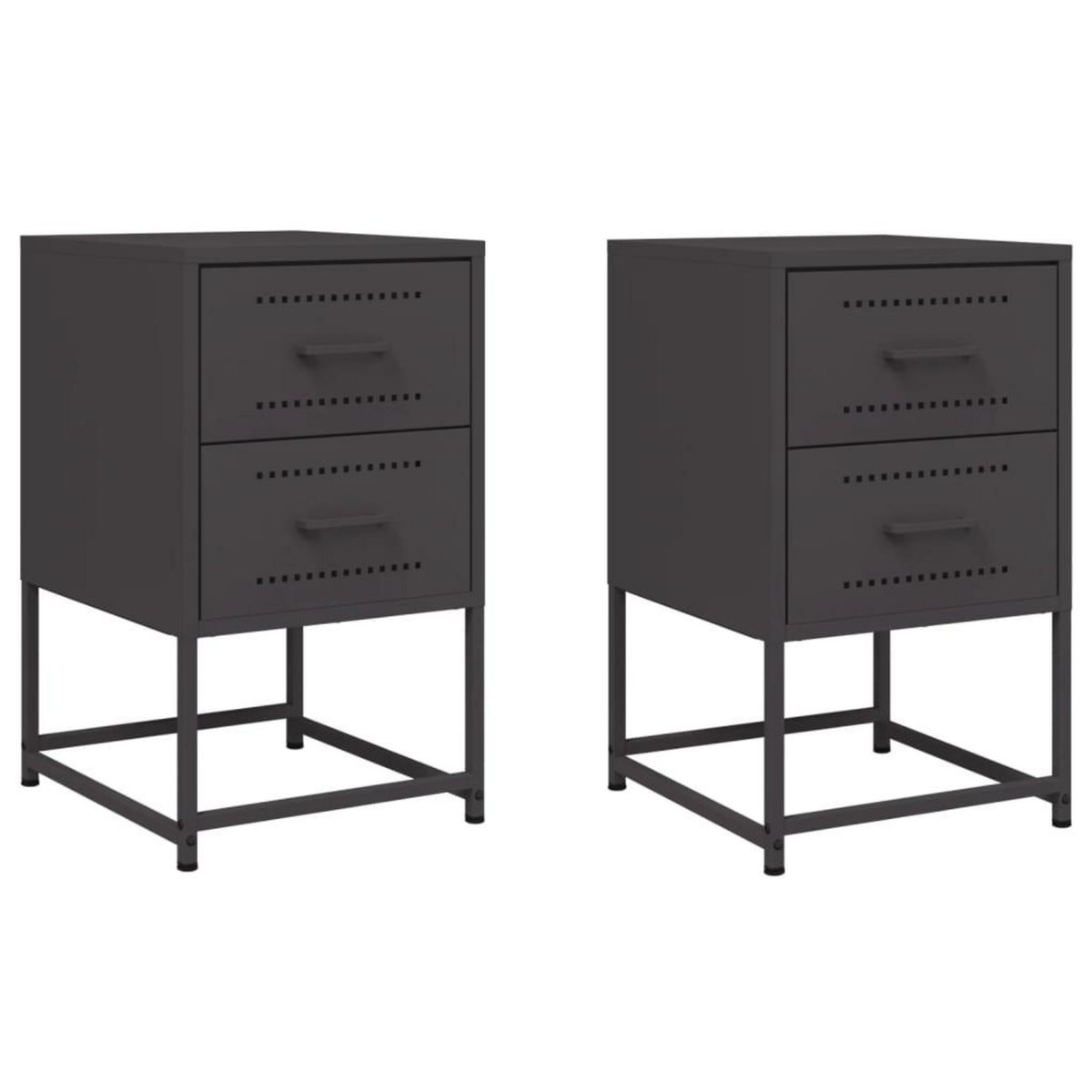 VIDAXL Tables de chevet 2 pcs noir 36x39x60,5 cm acier