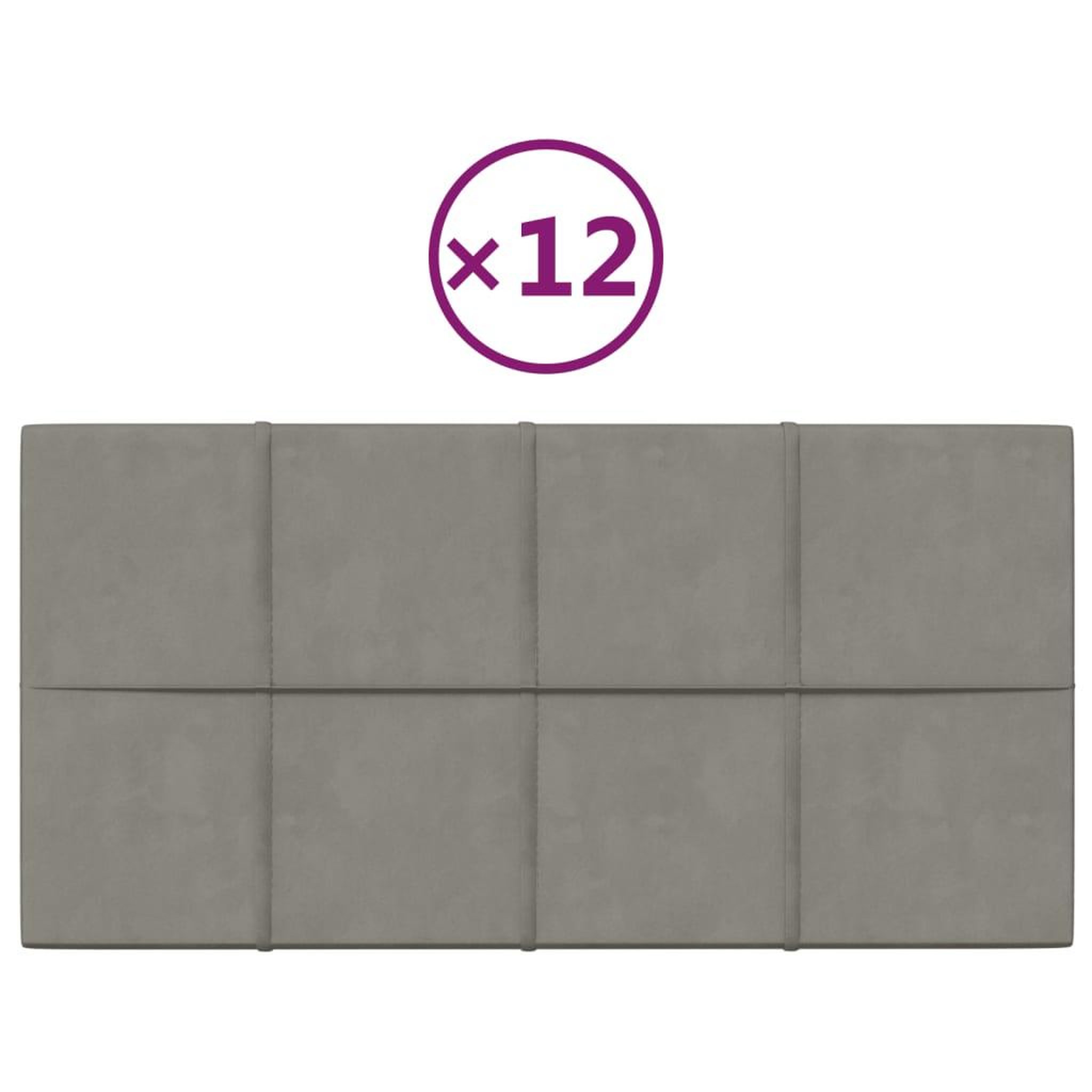 Voir la diapositive 2 : VIDAXL Panneaux muraux 12 pcs Gris clair 60x30 cm Velours 2,16 m^2