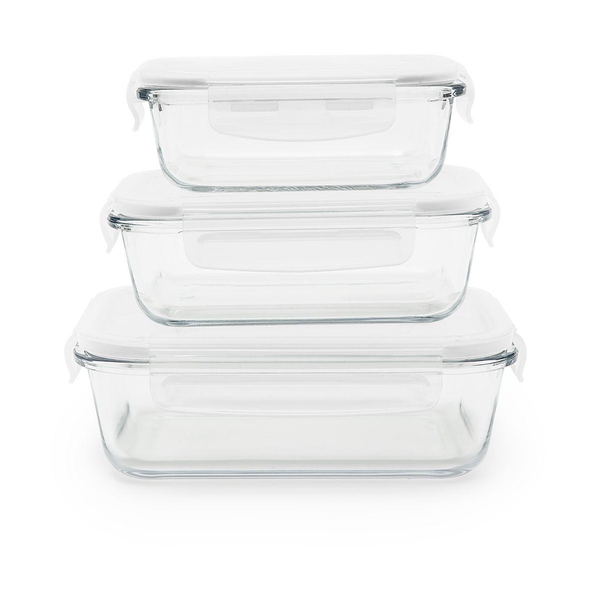 PEBBLY Boîte hermétique rectangulaire en verre lot de 3