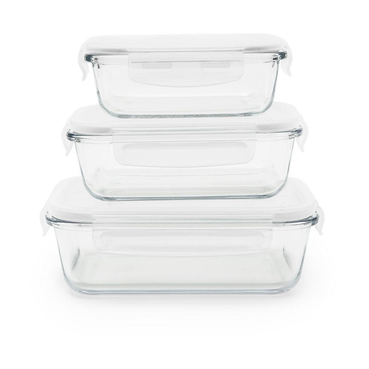 PEBBLY Boîte hermétique rectangulaire en verre lot de 3