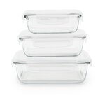 PEBBLY Boîte hermétique rectangulaire en verre lot de 3