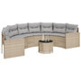 Voir la diapositive 3 : VIDAXL Canape de jardin table coussins demi-rond beige resine tressee