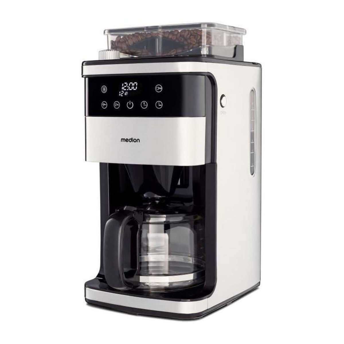 Medion Cafetiere Filtre Digitale avec Broyeur - MEDION - 1000W - 1,5L - Silver