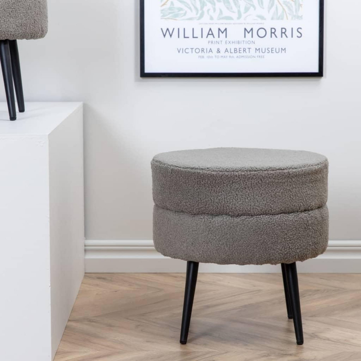 Venture Home Venture Home Pouf Pot 40x40x40 cm Teddy Noir et gris